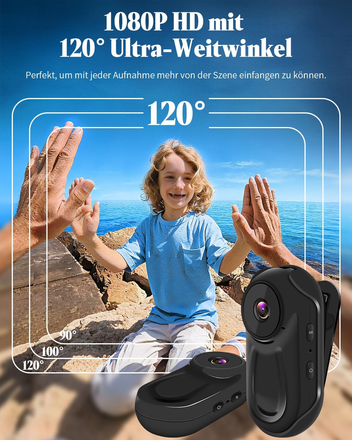 Bodycam Mini 1080P con SD 64GB e Schermo Touch HD - immagine 2