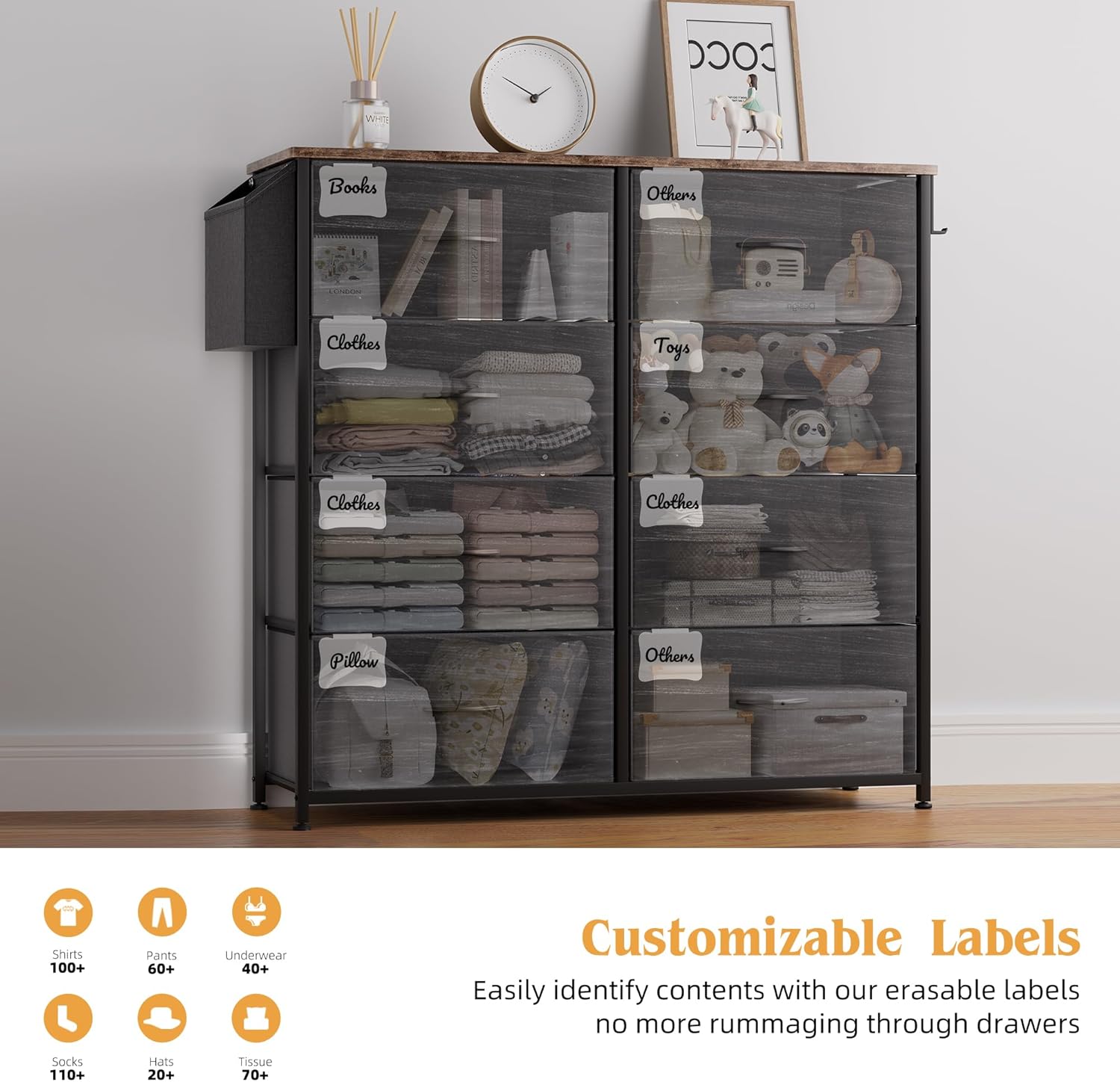 Cassettiera in Tessuto con 9 Cassetti - immagine 4