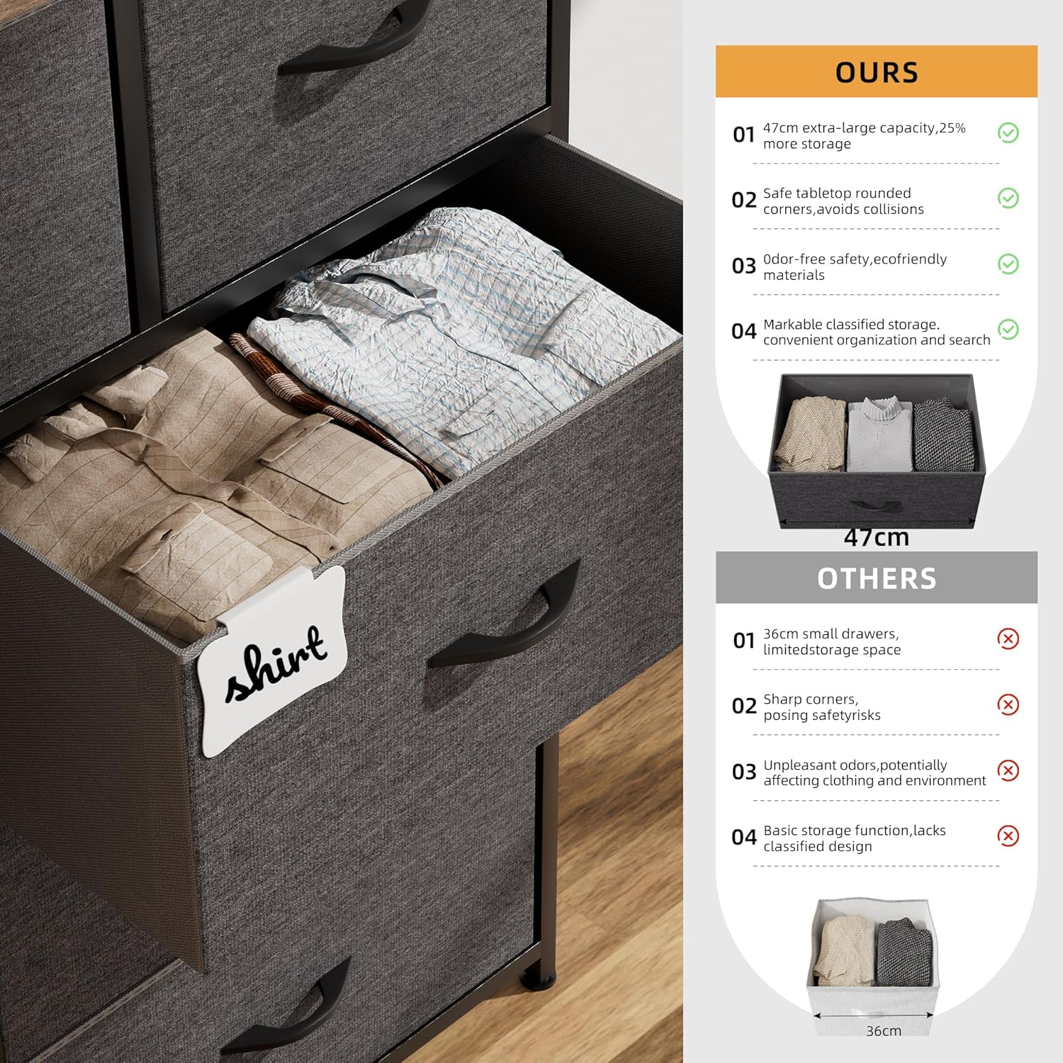 Cassettiera in Tessuto con 9 Cassetti - immagine 5