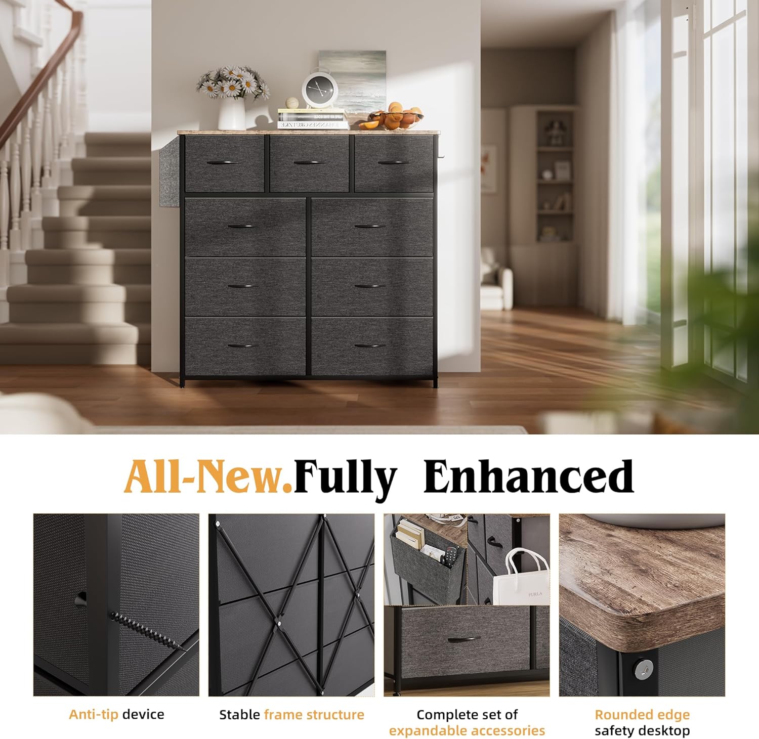 Cassettiera in Tessuto con 9 Cassetti - immagine 6