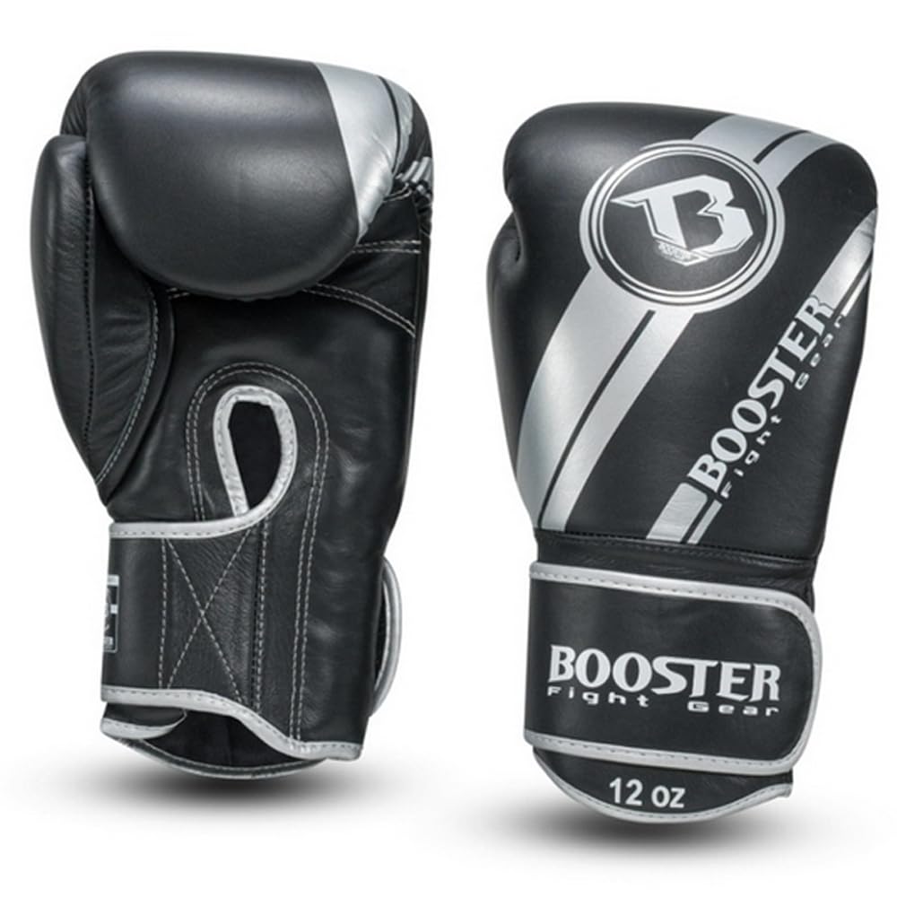 Guanti boxe Booster BGL-1 V3 nero / argento Pelle, Once:12 oz