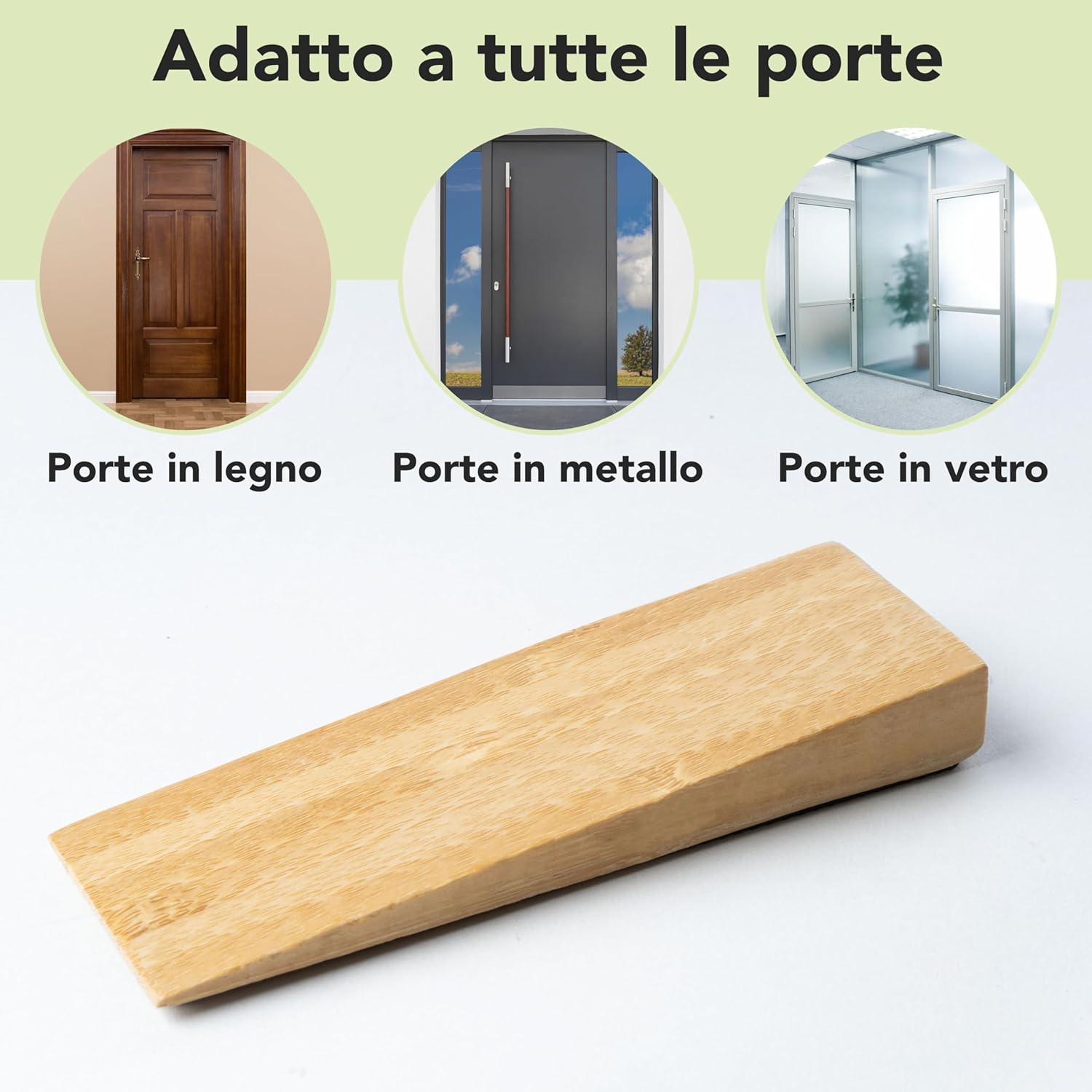 Fermaporta da Pavimento in Legno di Bambù - Set da 2 - immagine 2
