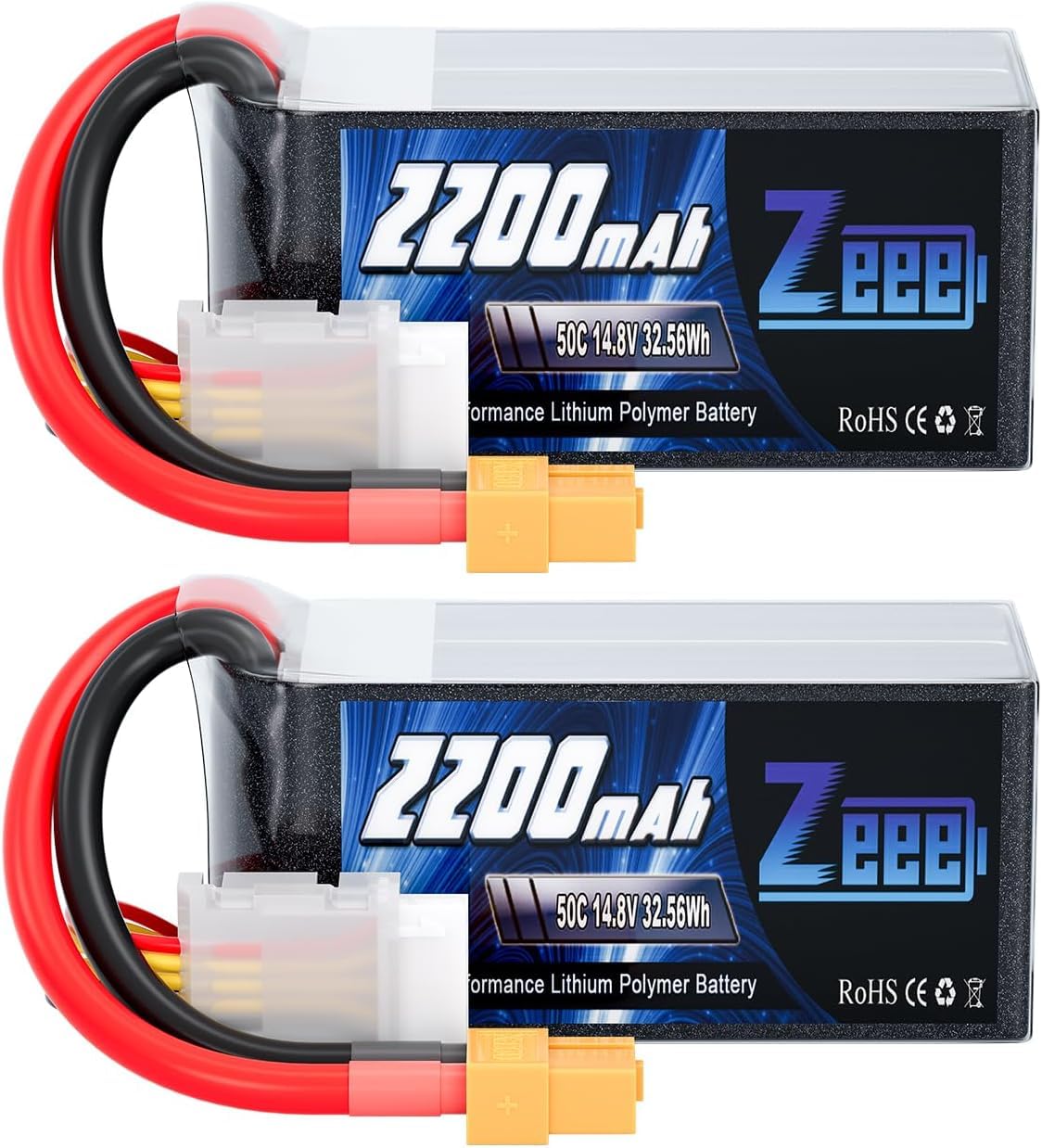 Zeee 4S Lipo 2200mAh 14,8V 50C Batteria RC XT60 (2 pezzi)