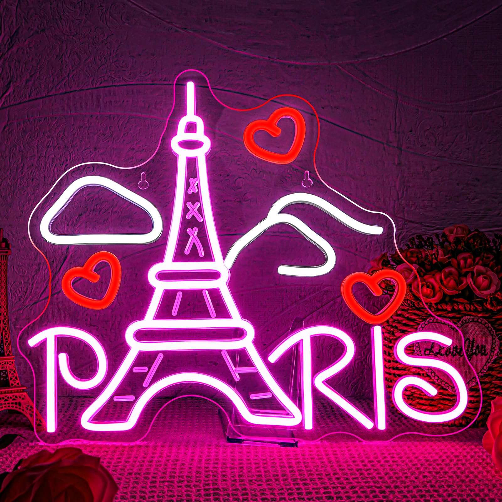Paris Scritta Neon LED Regolabile "Torre Eiffel"