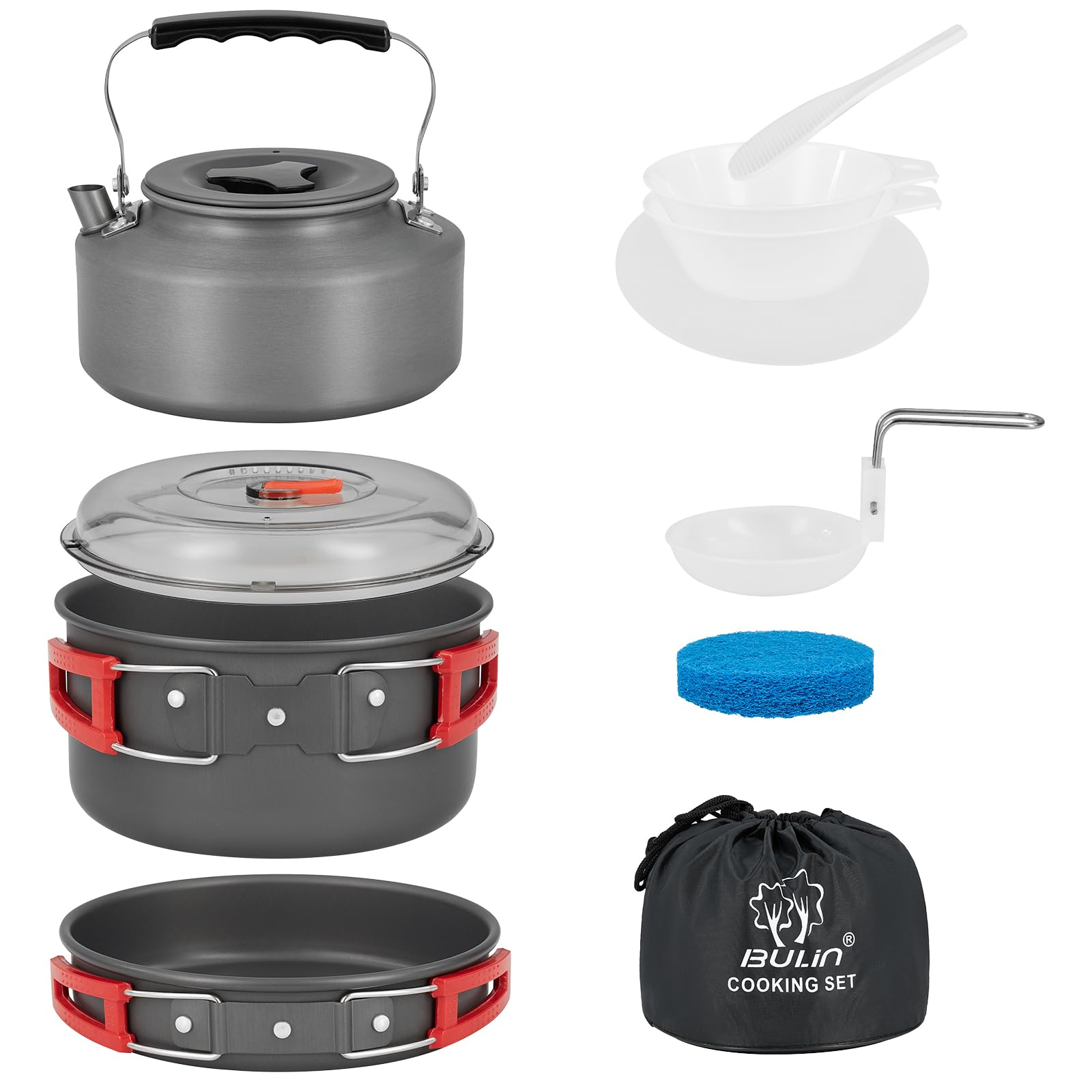 Bulin Set Pentole da Campeggio Antiaderente (27/13/11/8/3 pz)