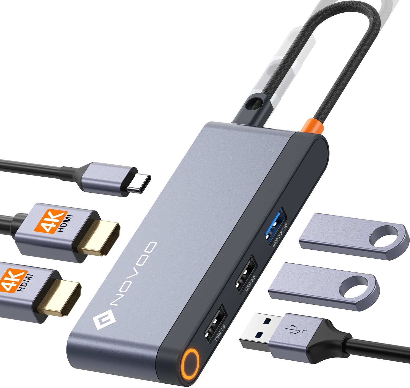 Novoo Docking Station USB C Dual Monitor 6-in-1