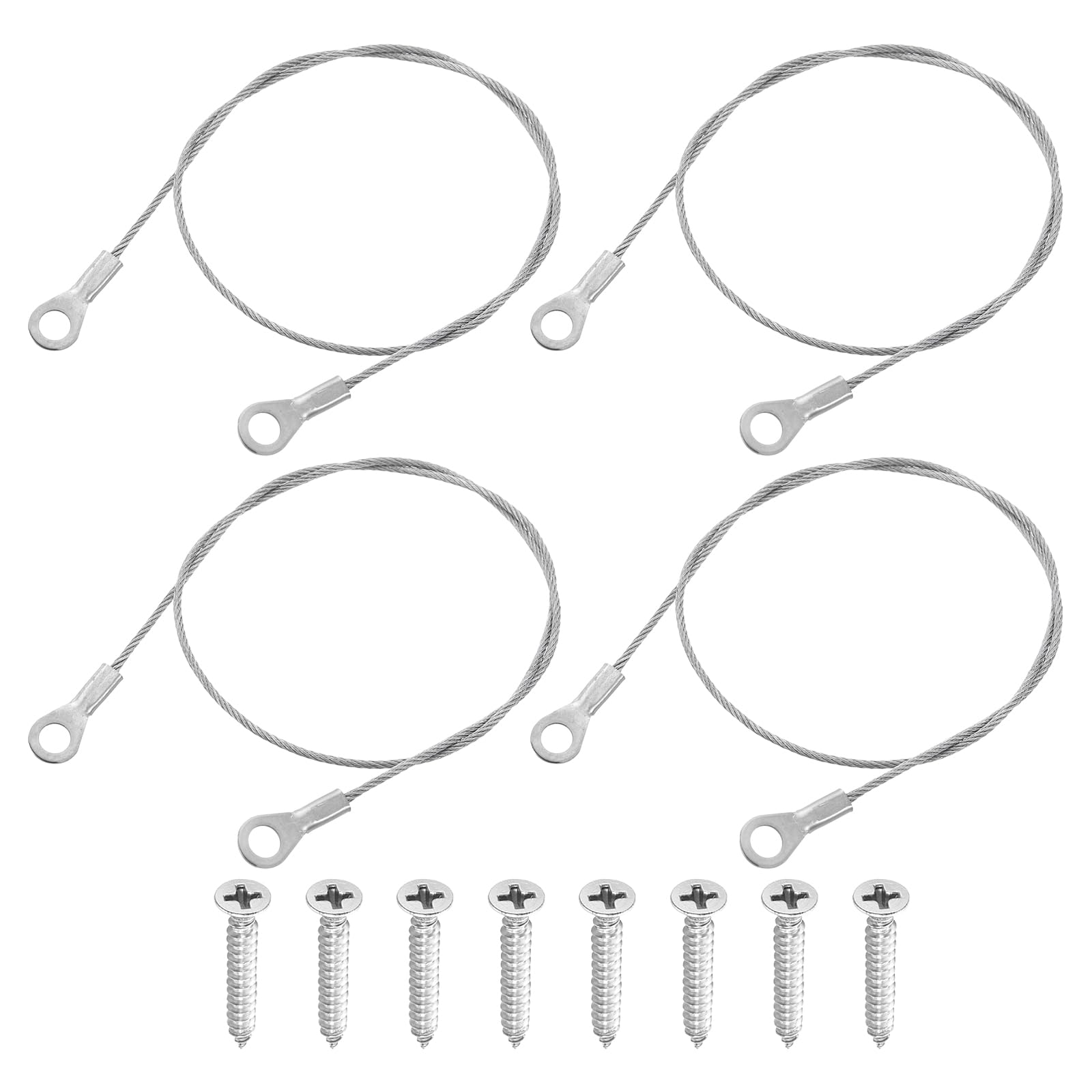QUARKZMAN 4pz Occhielli per Cavo Lanyard 40cmx1,5mm Cavo in Acciaio Inossidabile 304 con Viti Autofilettanti per Collegare Mobili Appendere Lampade