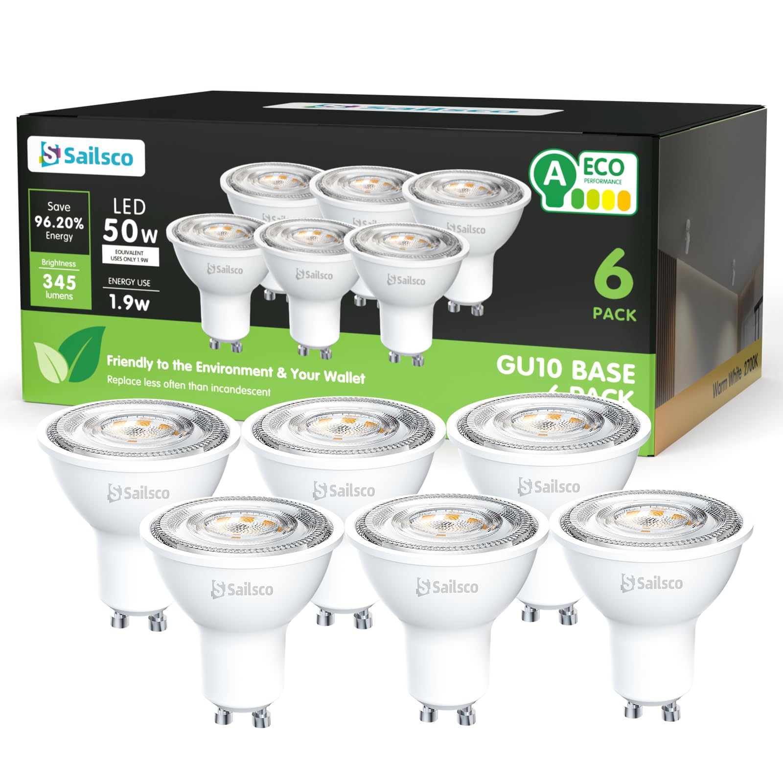 Classe A Lampadine GU10 LED Spot 1.9W 6 Pezzi
