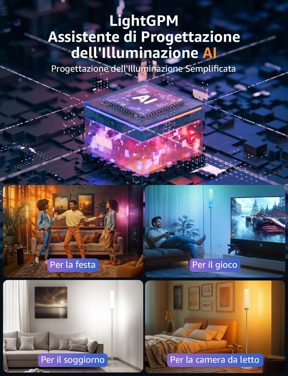 Lepro O1 AI Lampada da Terra RGBIC 1800 Lumen - immagine 2