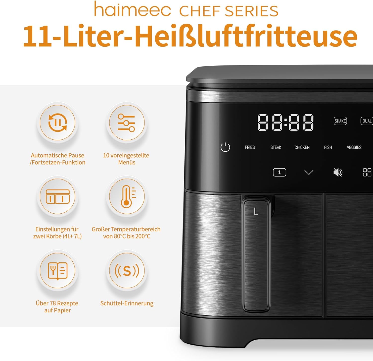 Friggitrice ad Aria 11 Litri Doppio Cestello - immagine 3