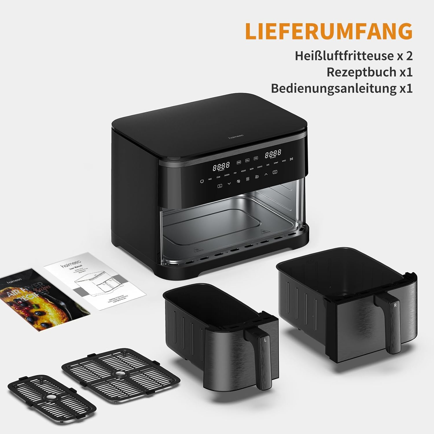 Friggitrice ad Aria 11 Litri Doppio Cestello - immagine 7