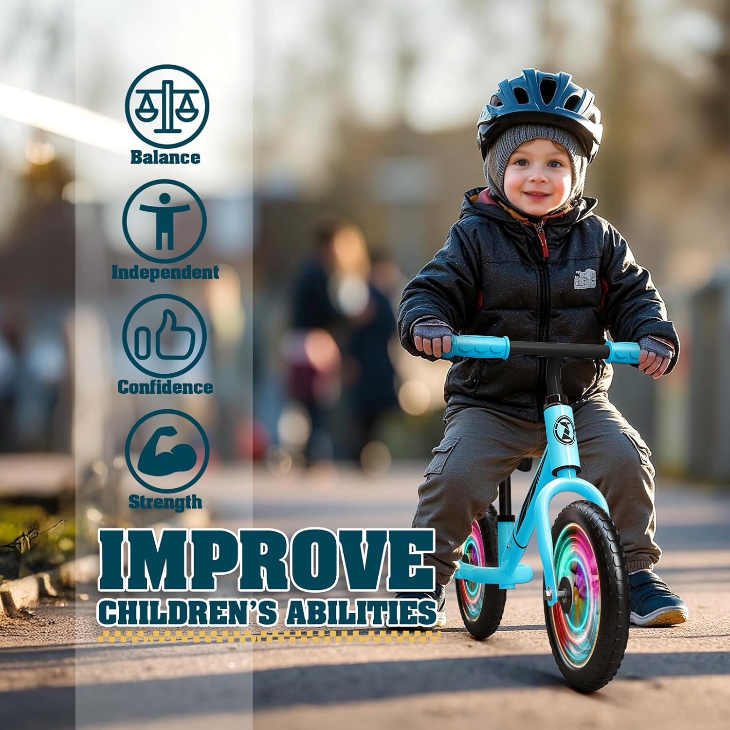 Bicicletta Senza Pedali per Bambini 2-5 Anni, Blu - immagine 5