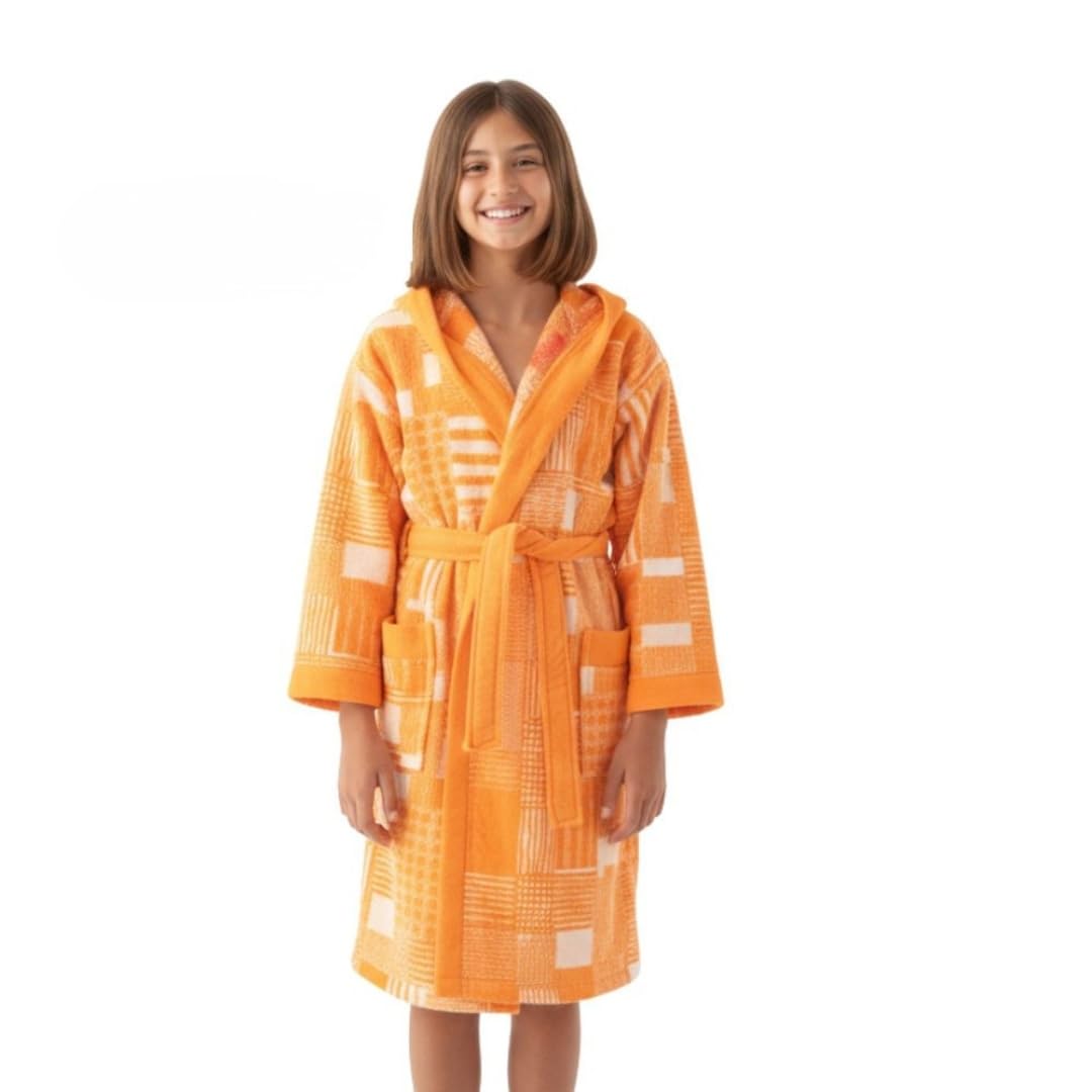 Top Towel Accappatoio Bambino e Ragazzo Egeo Coral in Cotone 100% | Spugna Morbida e Assorbente Certificata OEKO-TEX | Ideale per Doccia, Bagno o Piscina – Albornoz Juvenile 14 Anni