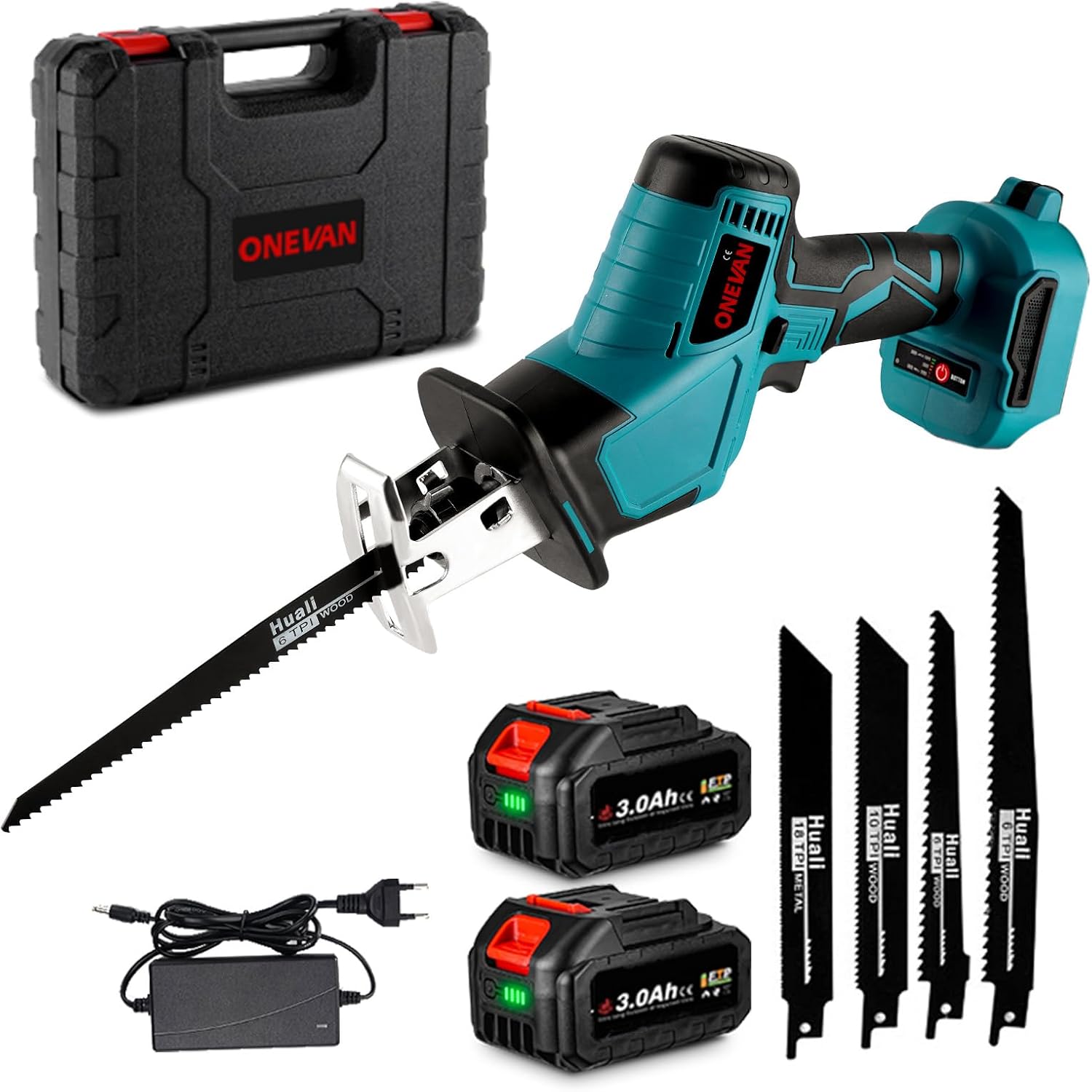 Onevan Sega a Sciabola a Batteria con 2 Batterie e 4 Lame