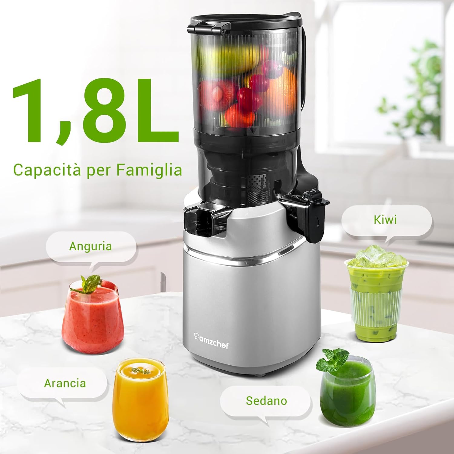 Amzchef Spremiagrumi Automatico Tutto in Uno 250W - immagine 2