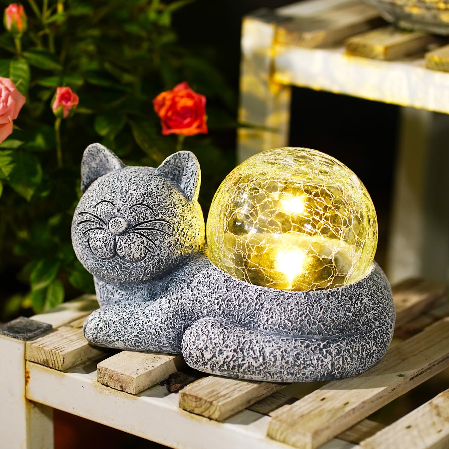 Decorazione Solare Gatto da Giardino, Sdraietta
