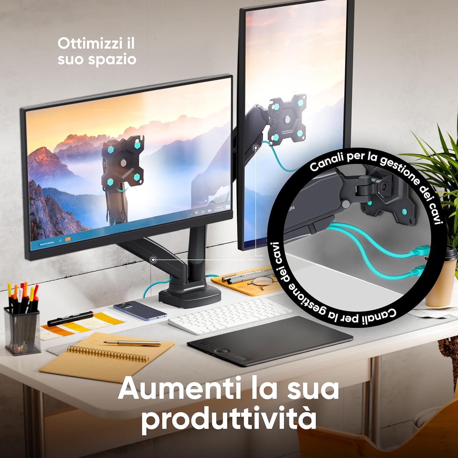 Onkron Supporto Doppio Monitor da Scrivania G160 - immagine 3