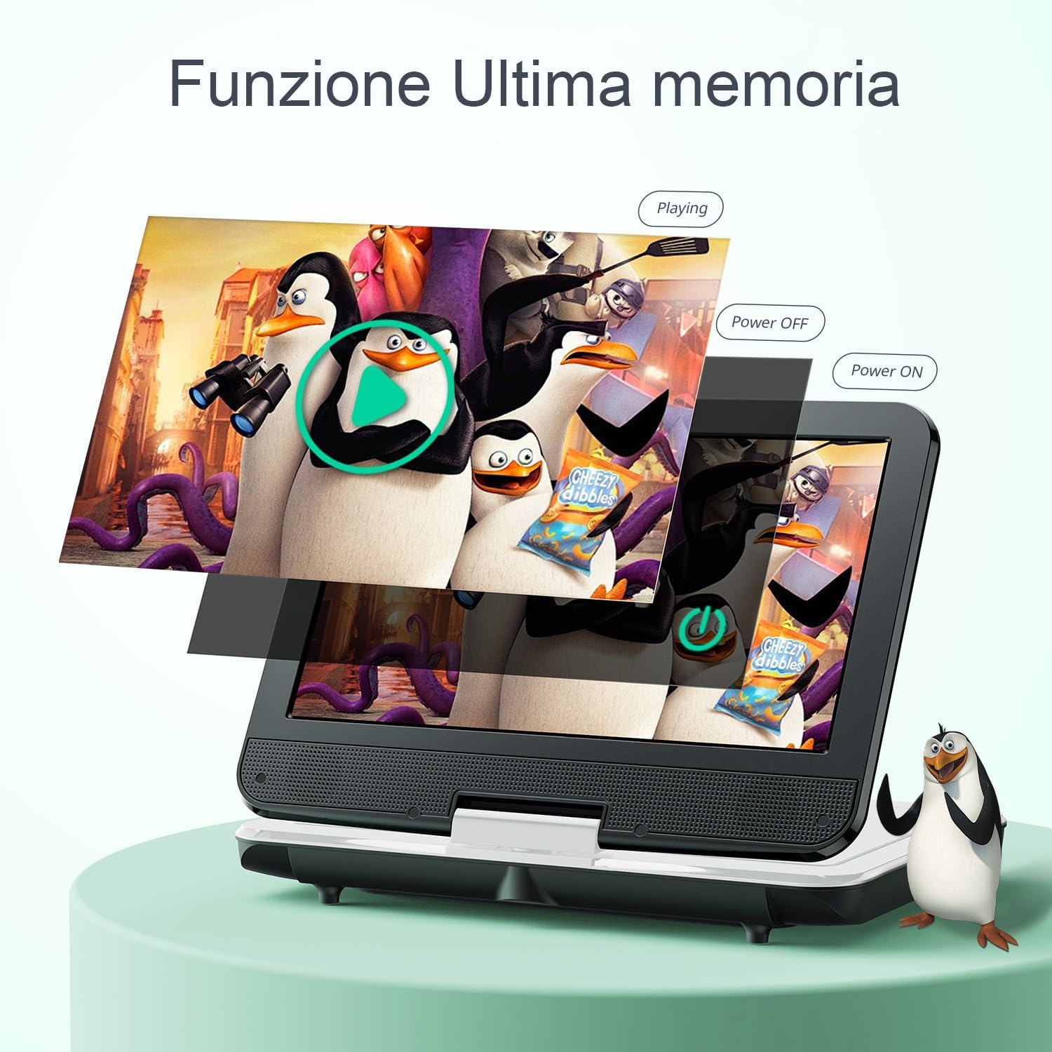 Yoton Lettore DVD Portatile 12,5" HD, Bianco - immagine 5