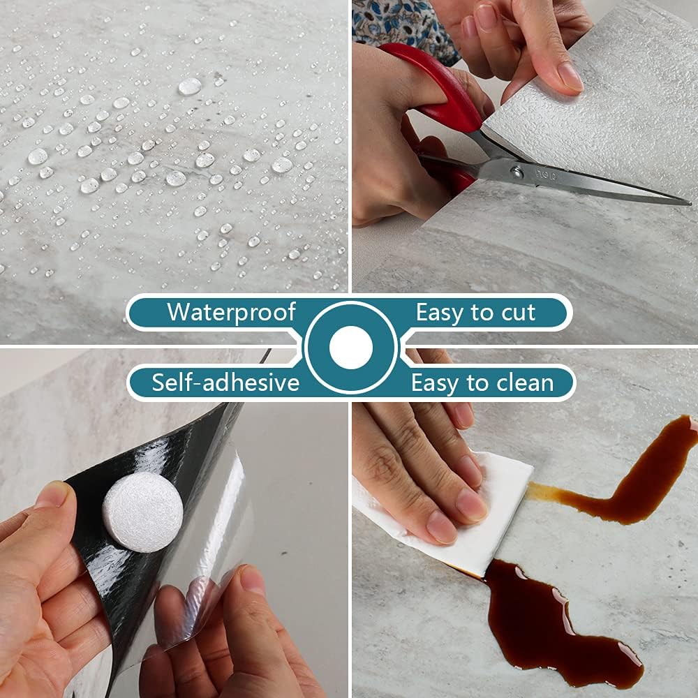 Veelike Pavimento PVC Effetto Cemento 30x30cm 24 Pezzi - immagine 3