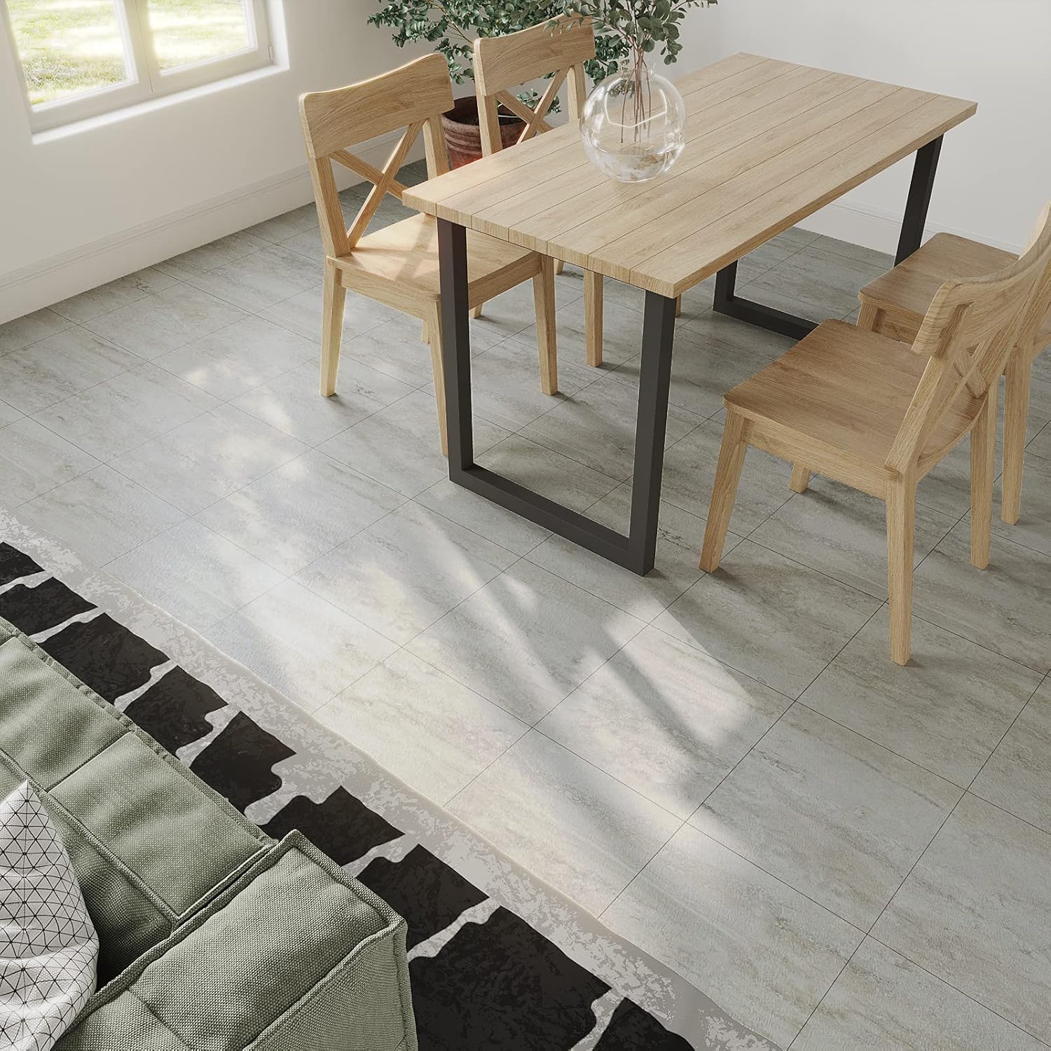 Veelike Pavimento PVC Effetto Cemento 30x30cm 24 Pezzi - immagine 5