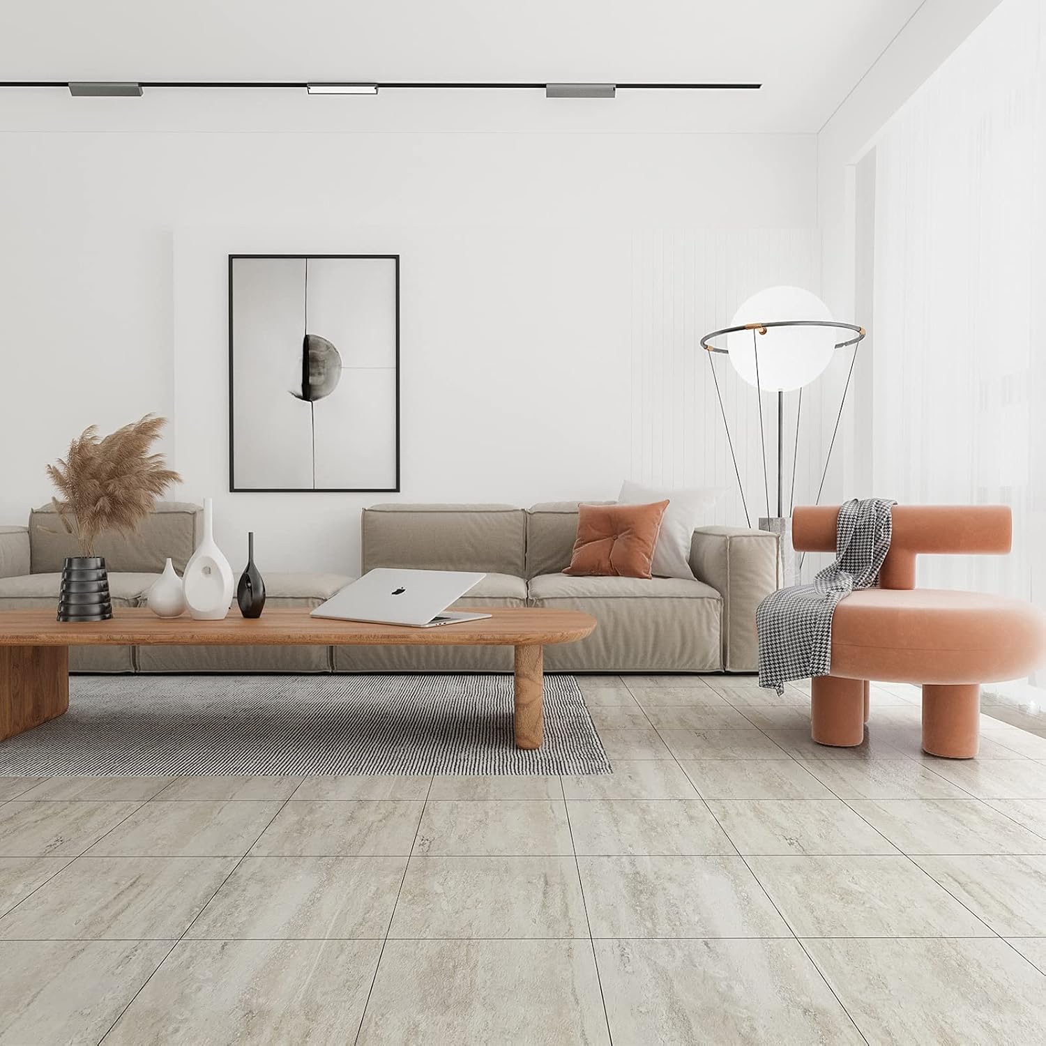 Veelike Pavimento PVC Effetto Cemento 30x30cm 24 Pezzi - immagine 6