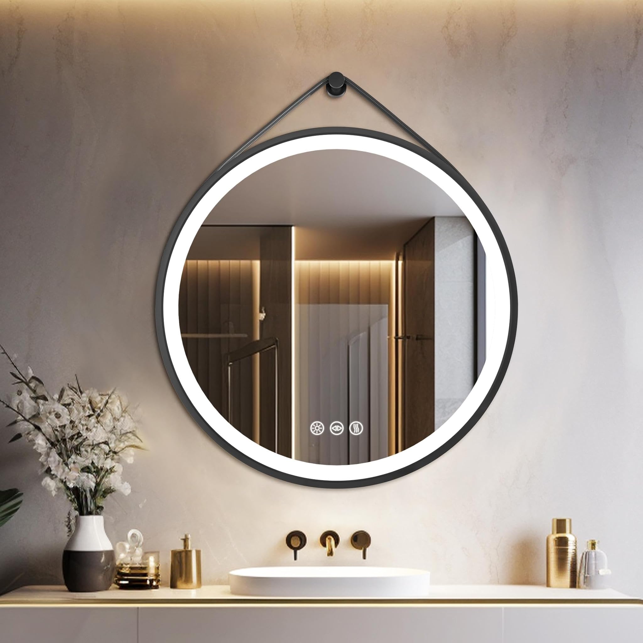 Luvodi Specchio Bagno Rotondo 60 cm con Led