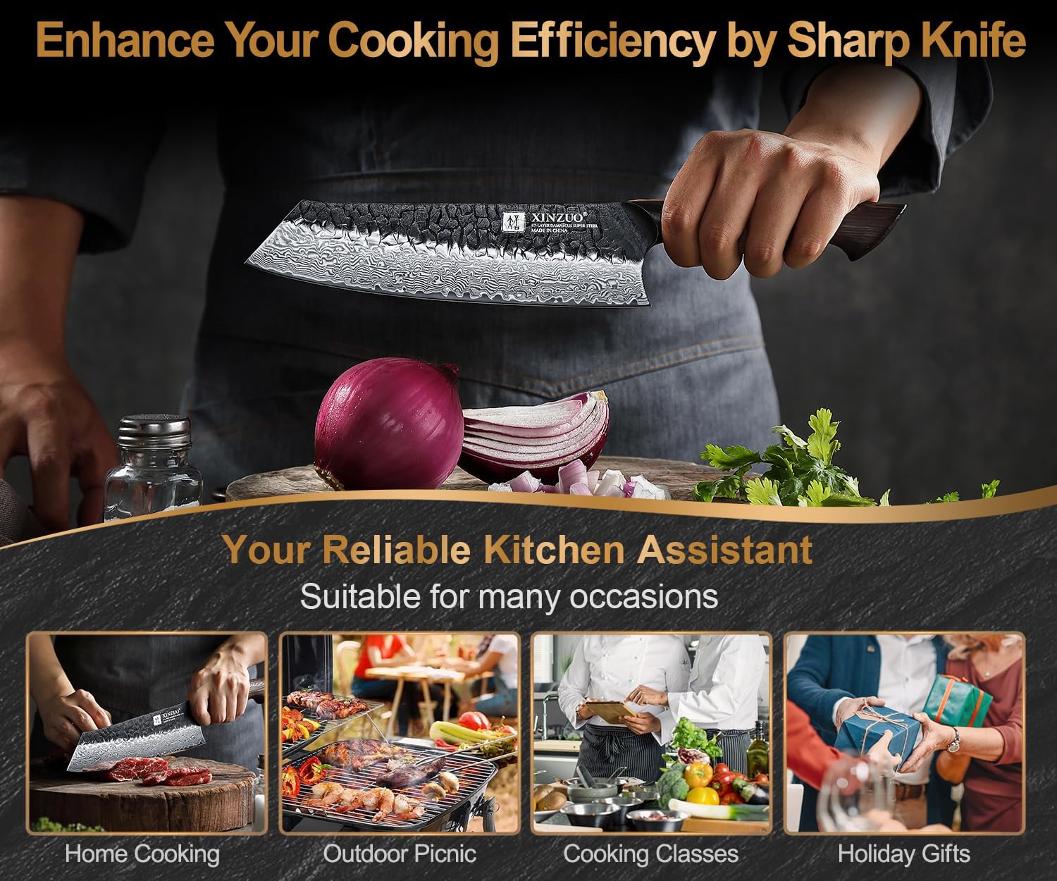 Xinzuo Coltello da Cuoco Kiritsuke 21.1cm - immagine 7