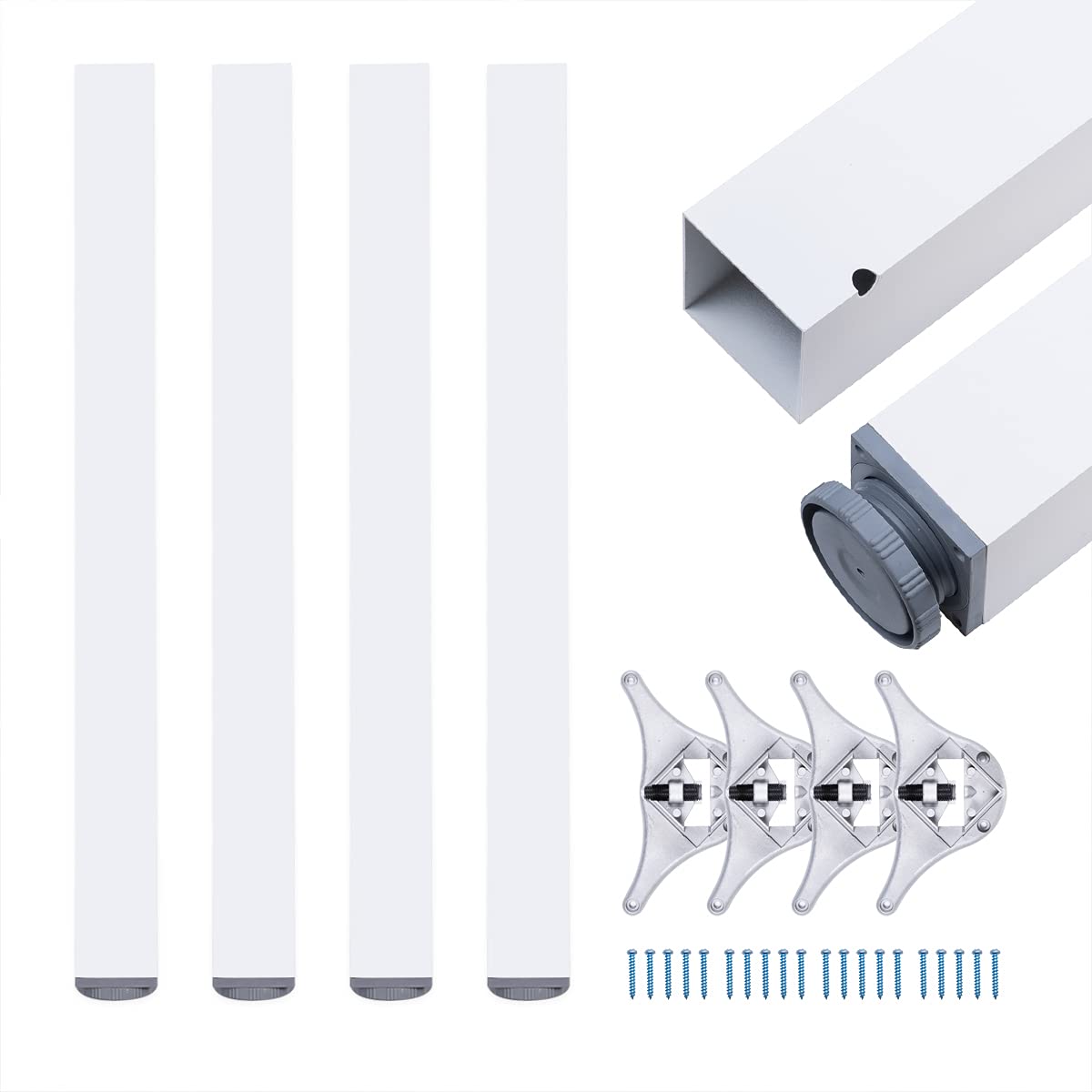 Sossai® exklusiv - Gambe Tavolo Alluminio Regolabili, Bianco