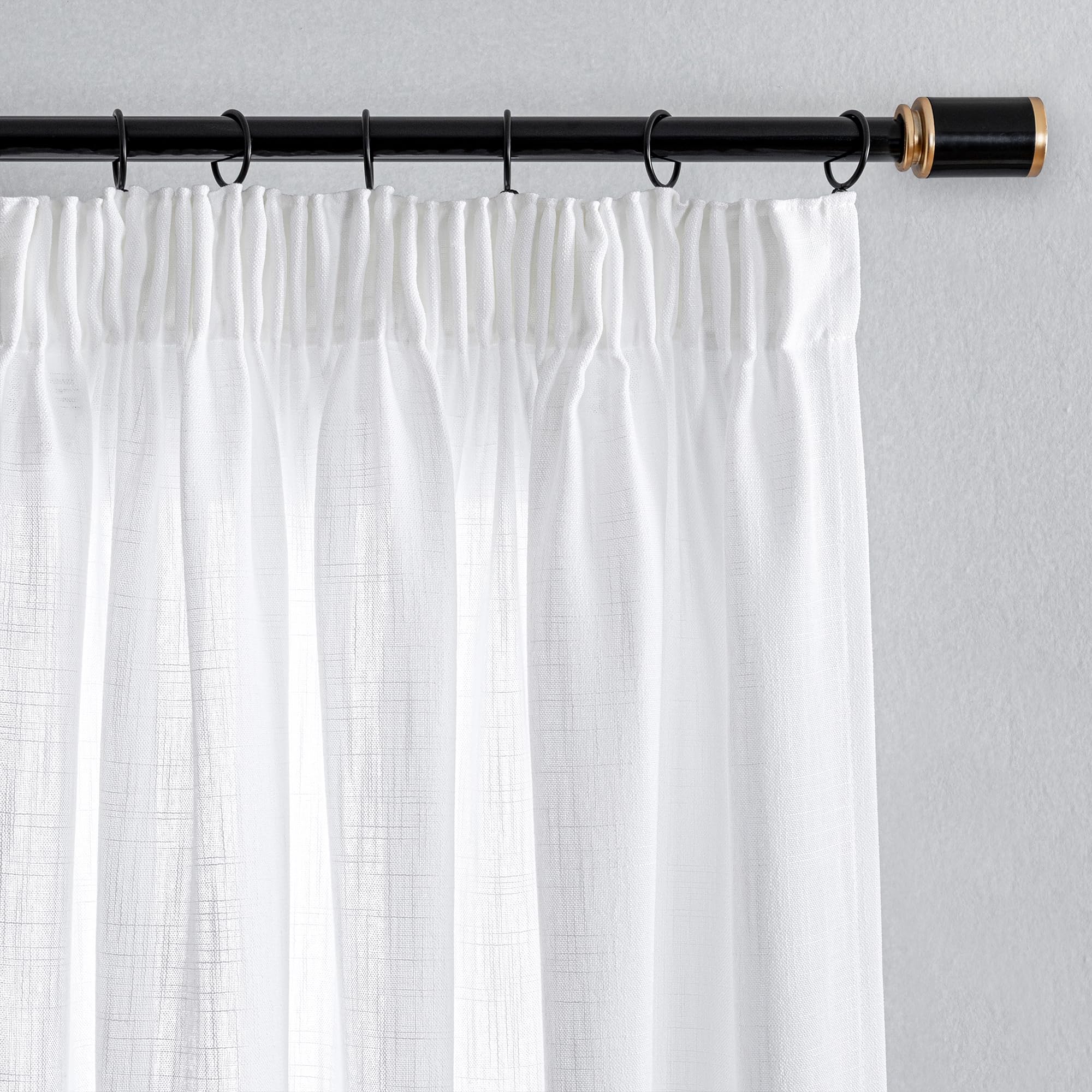 Mysky Home Tende semitrasparenti effetto lino, Bianco