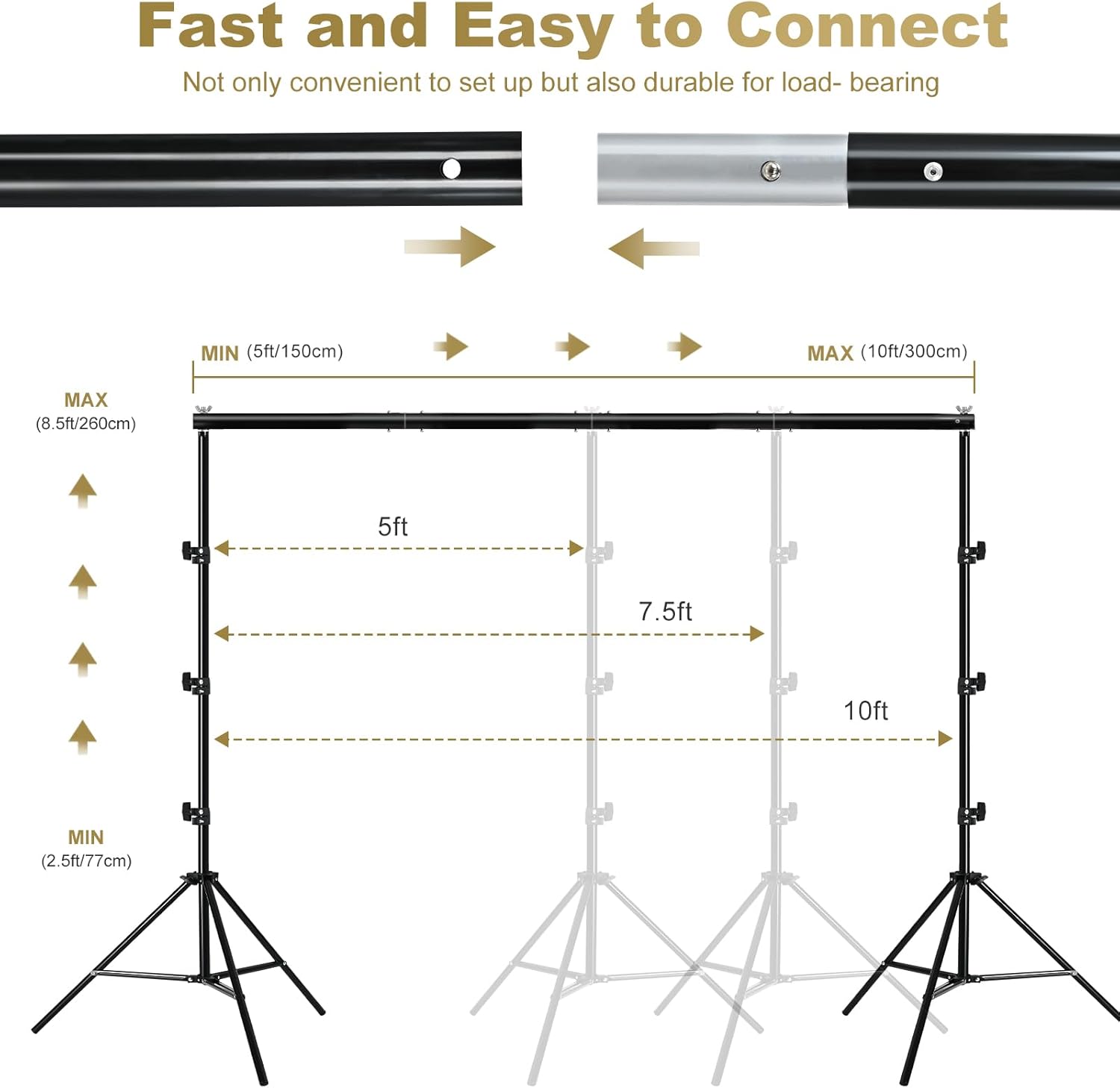 BENOISON Supporti per Sfondi 2,6x3m, Nero - immagine 3