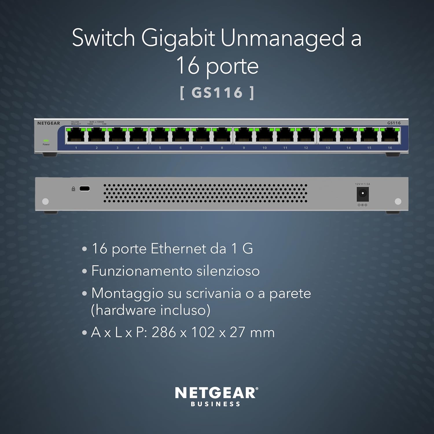 Netgear Switch Gigabit Ethernet a 16 porte GS116V3 - immagine 2