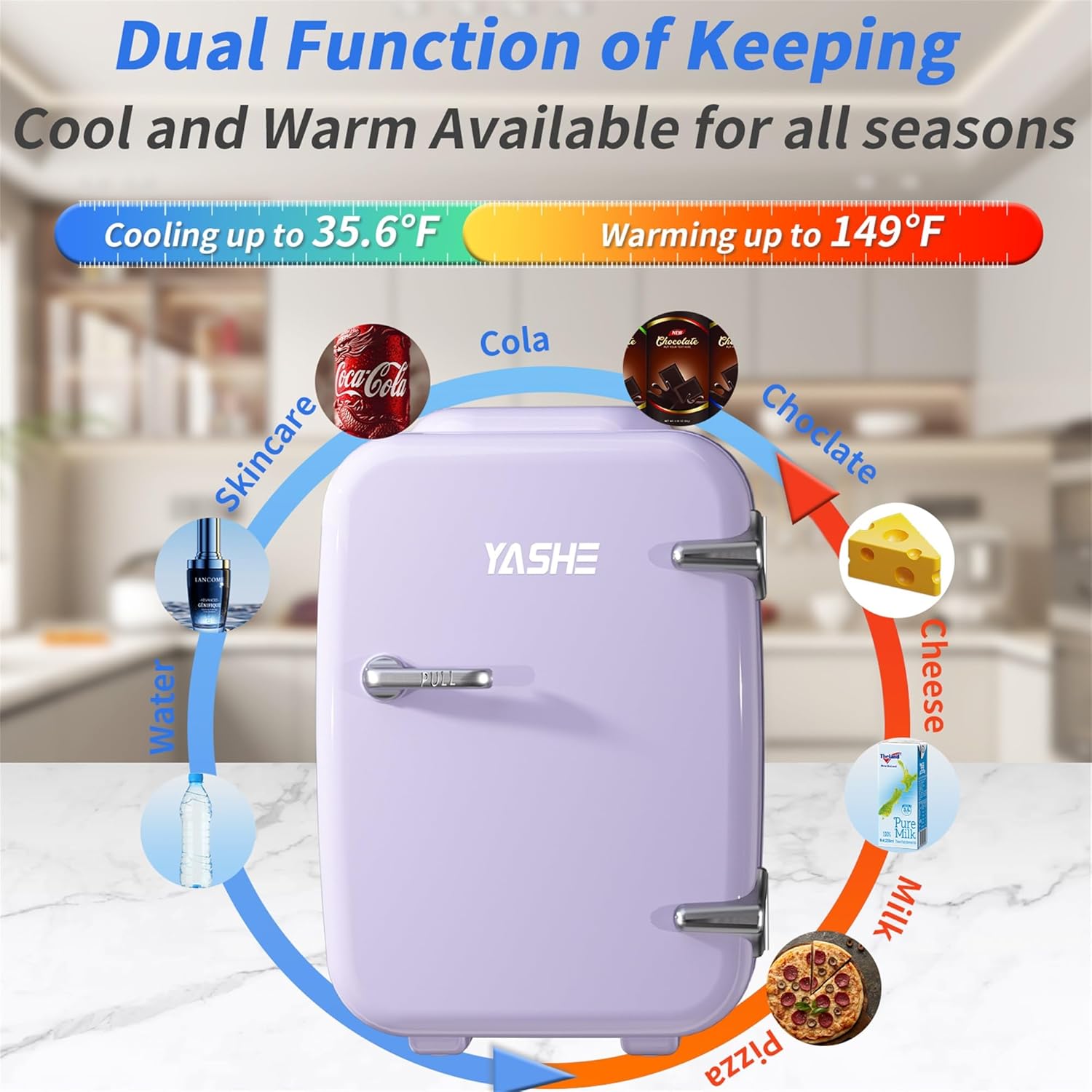 Yashe - Mini Frigo da Camera 4L, Viola - immagine 3
