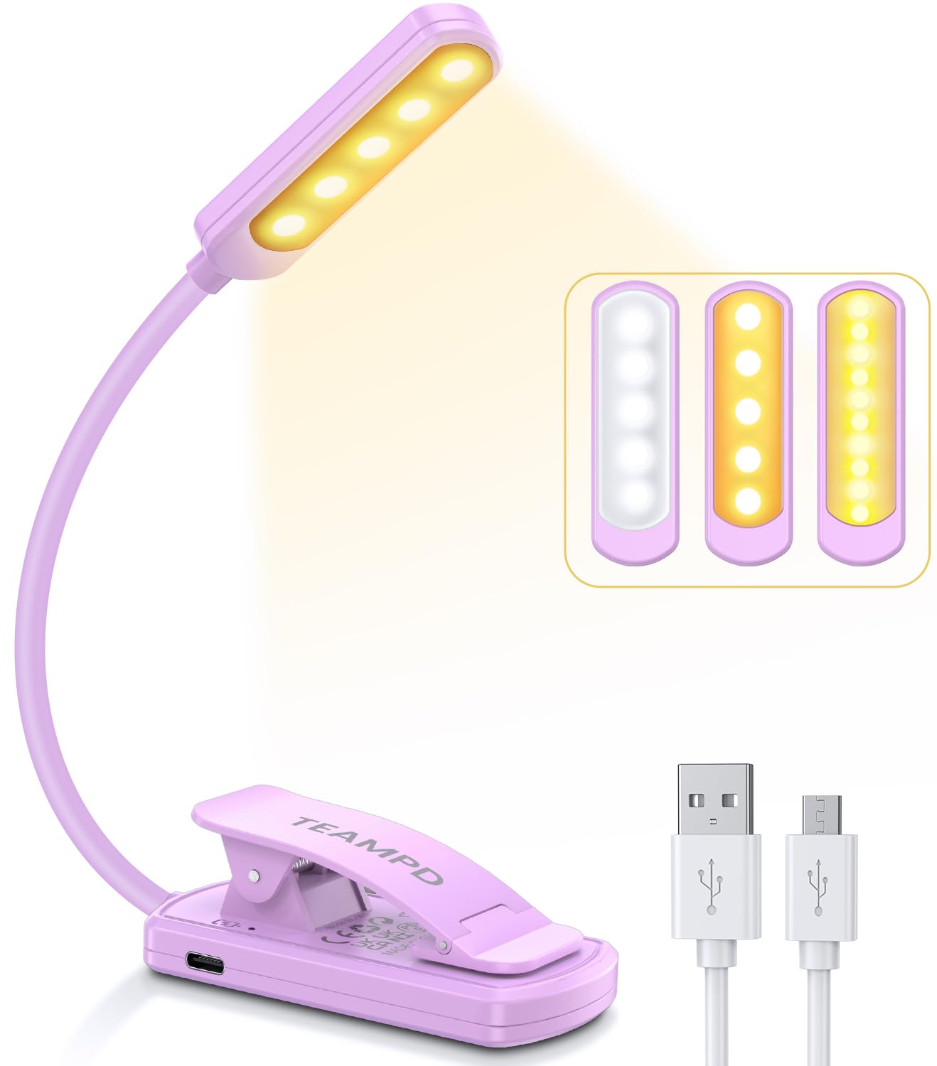 Luce da Lettura USB Ricaricabile 10 LED 3 Modalità
