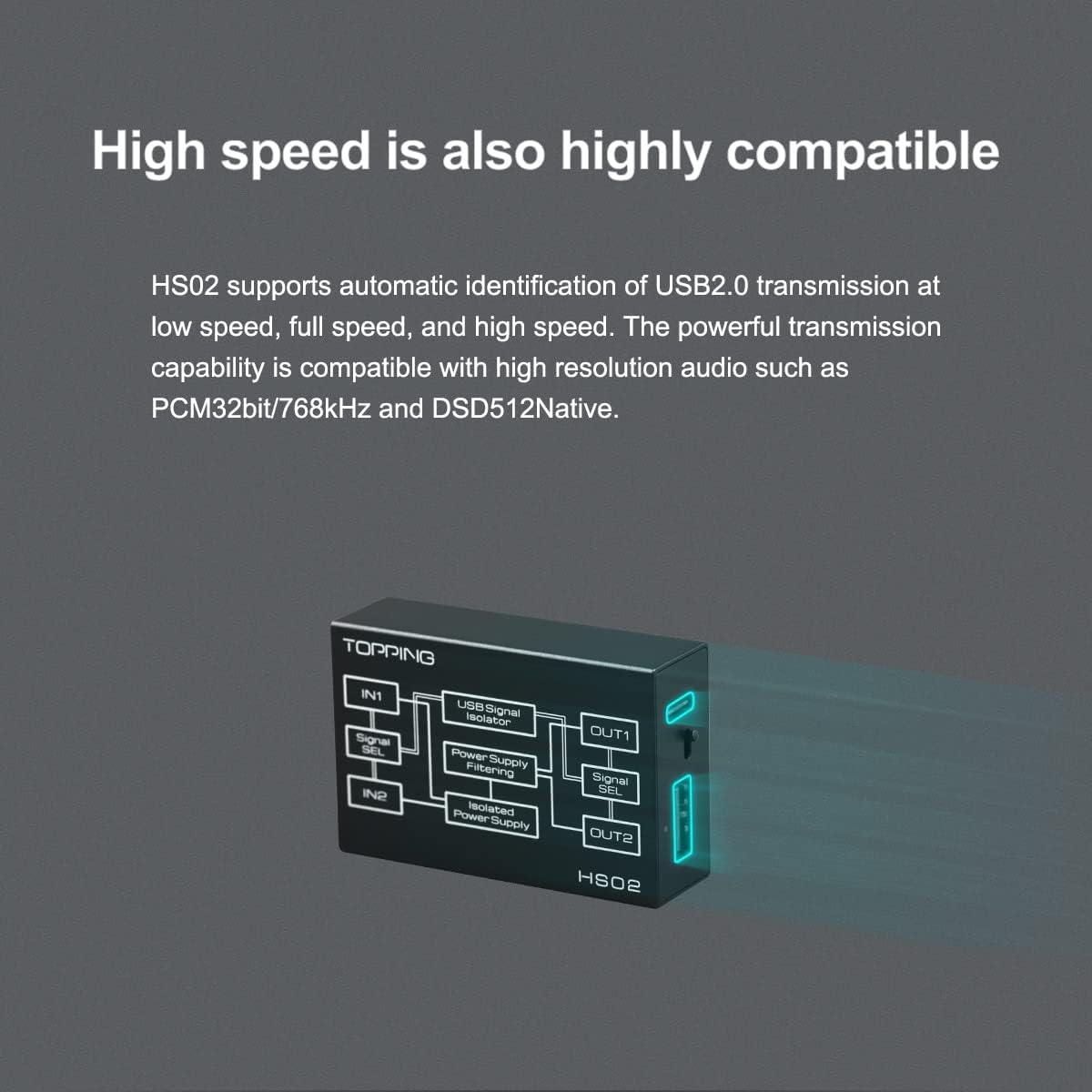 TOPPING HS02 Audio Isolatore (Nero) - immagine 5