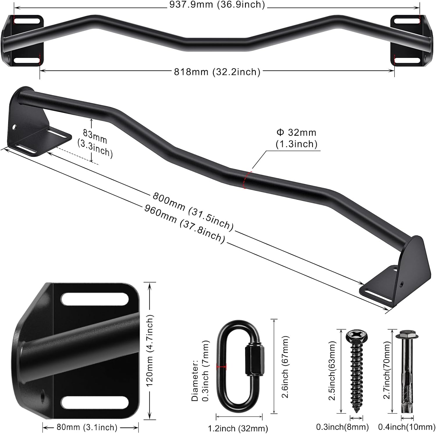 Kipika Ceiling Mount Pull Up Bar - immagine 5