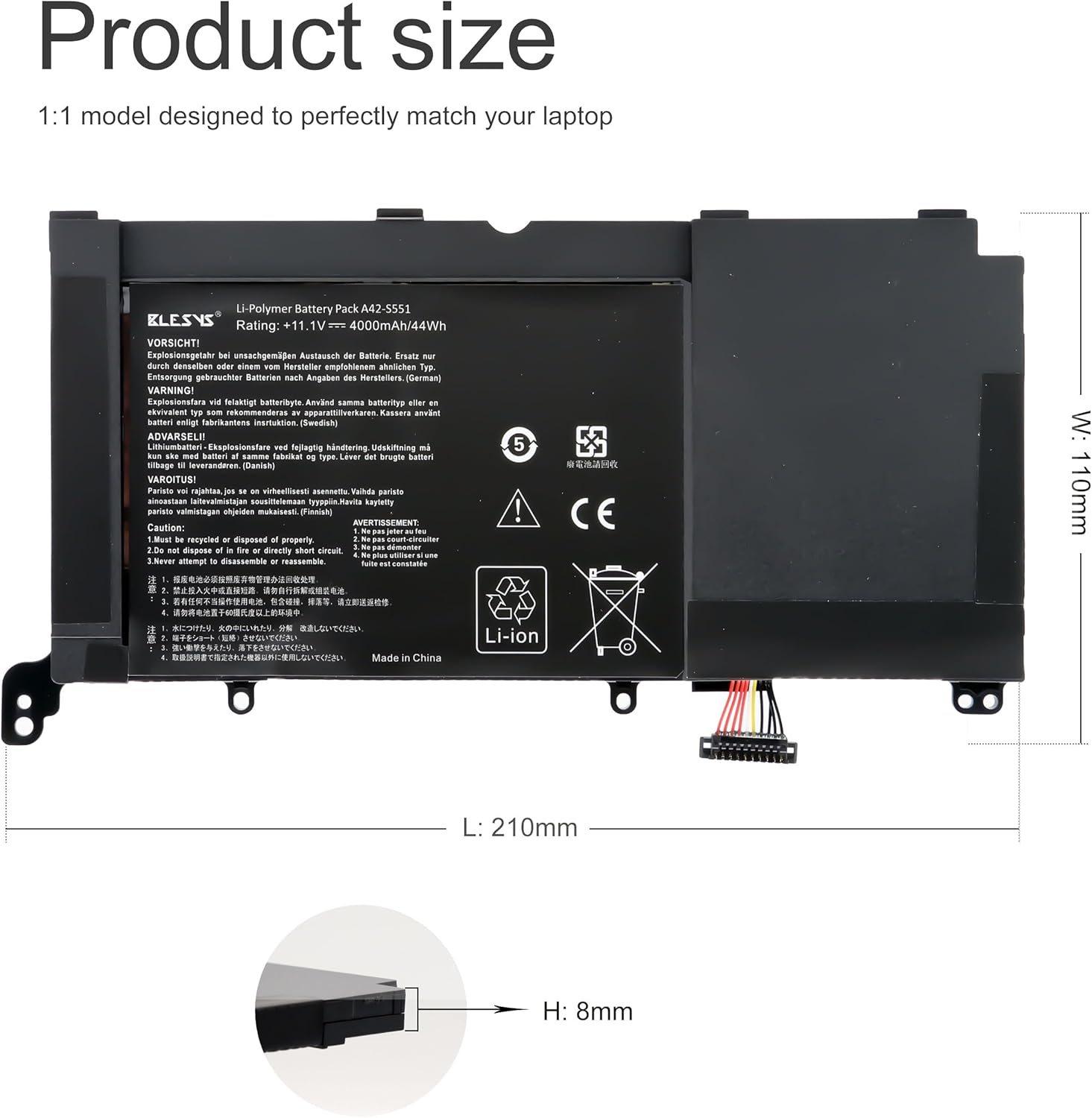Blesys B31N1336 Batteria per ASUS A551L K551L S551L - immagine 3