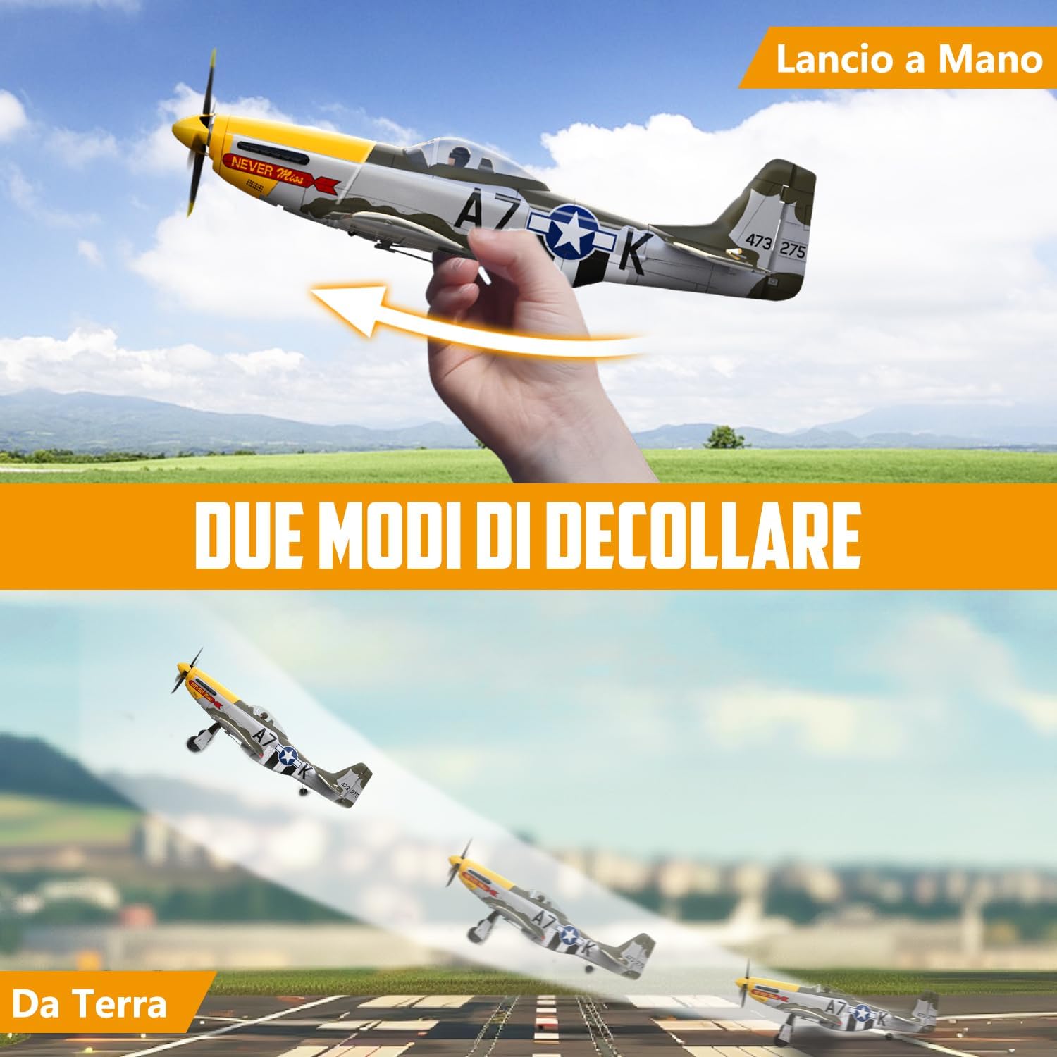 HAWK'S WORK Aereo RC P-51D Mustang 500mm RTF - immagine 4