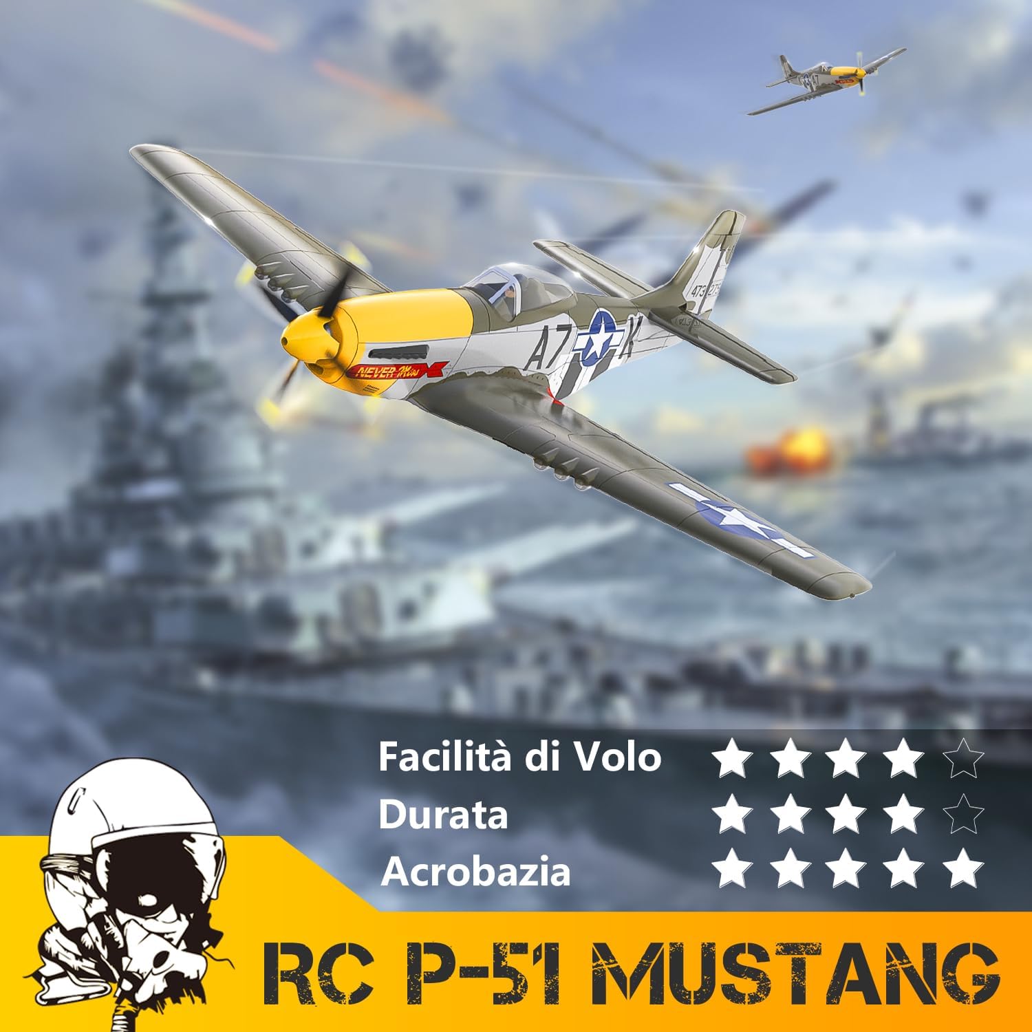 HAWK'S WORK Aereo RC P-51D Mustang 500mm RTF - immagine 6