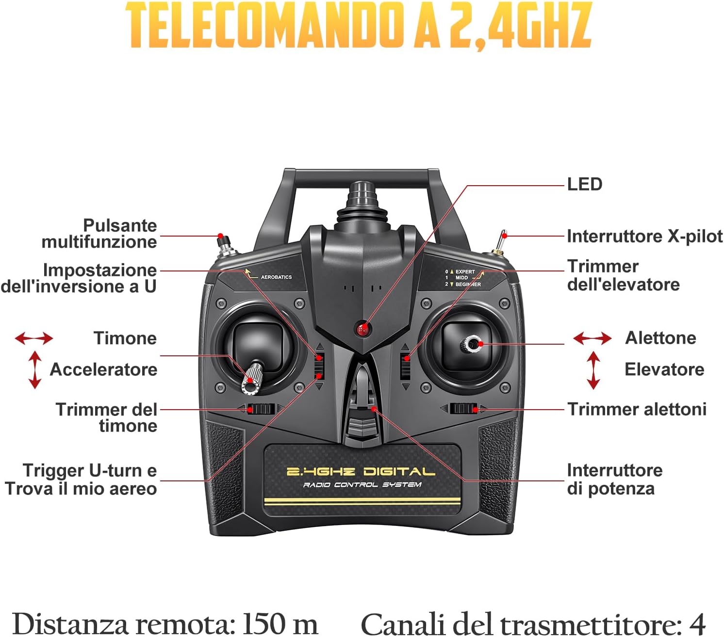 HAWK'S WORK Aereo RC P-51D Mustang 500mm RTF - immagine 7