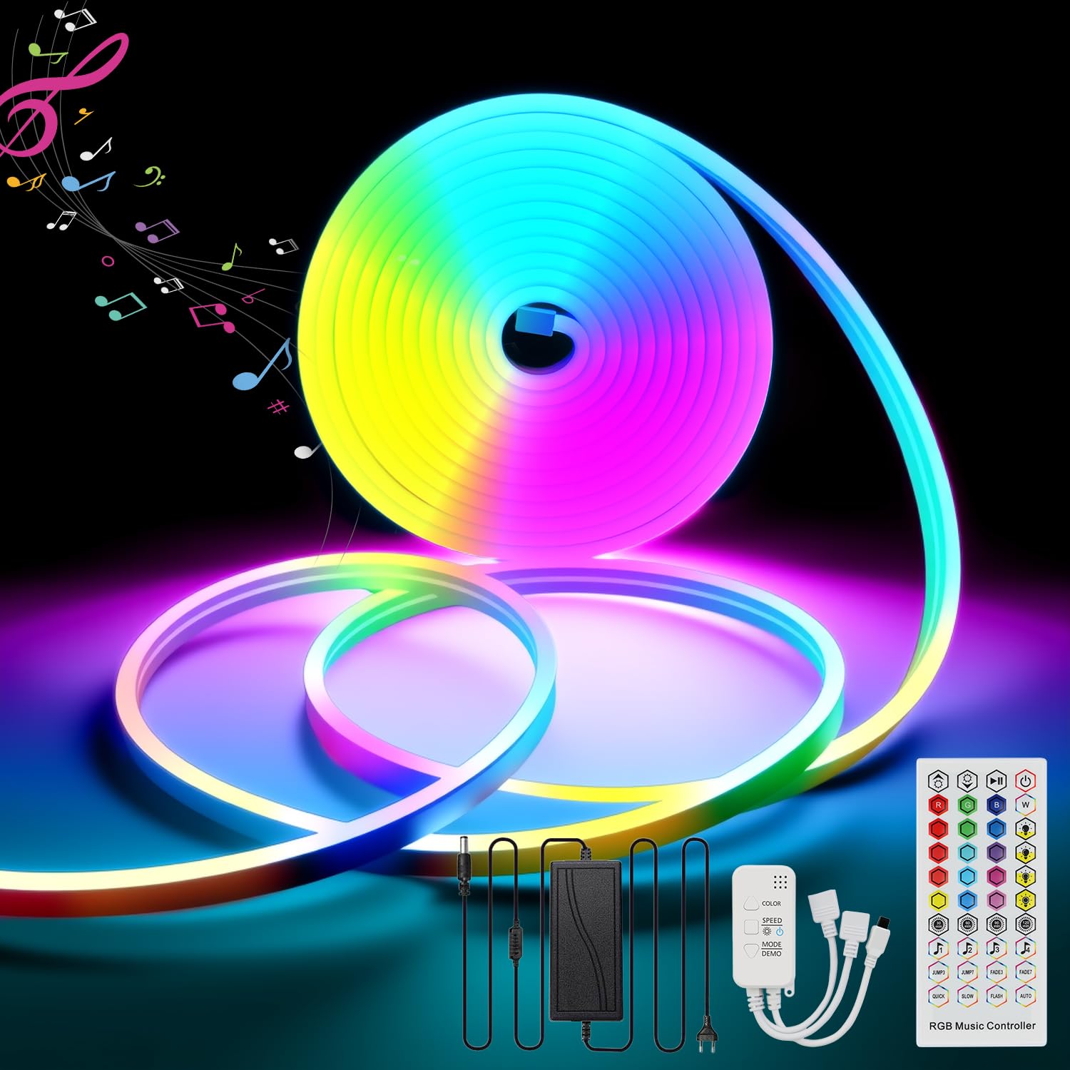 Striscia LED Neon RGB 5M 12V IP65 con App Bluetooth | Fwoche | Velz
