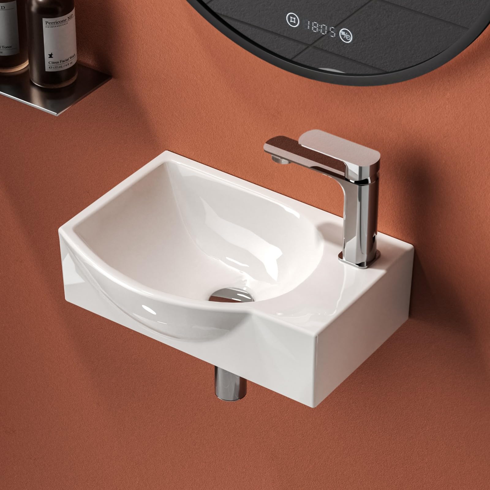 Emke Lavabo da Parete in Ceramica 30x25x12cm
