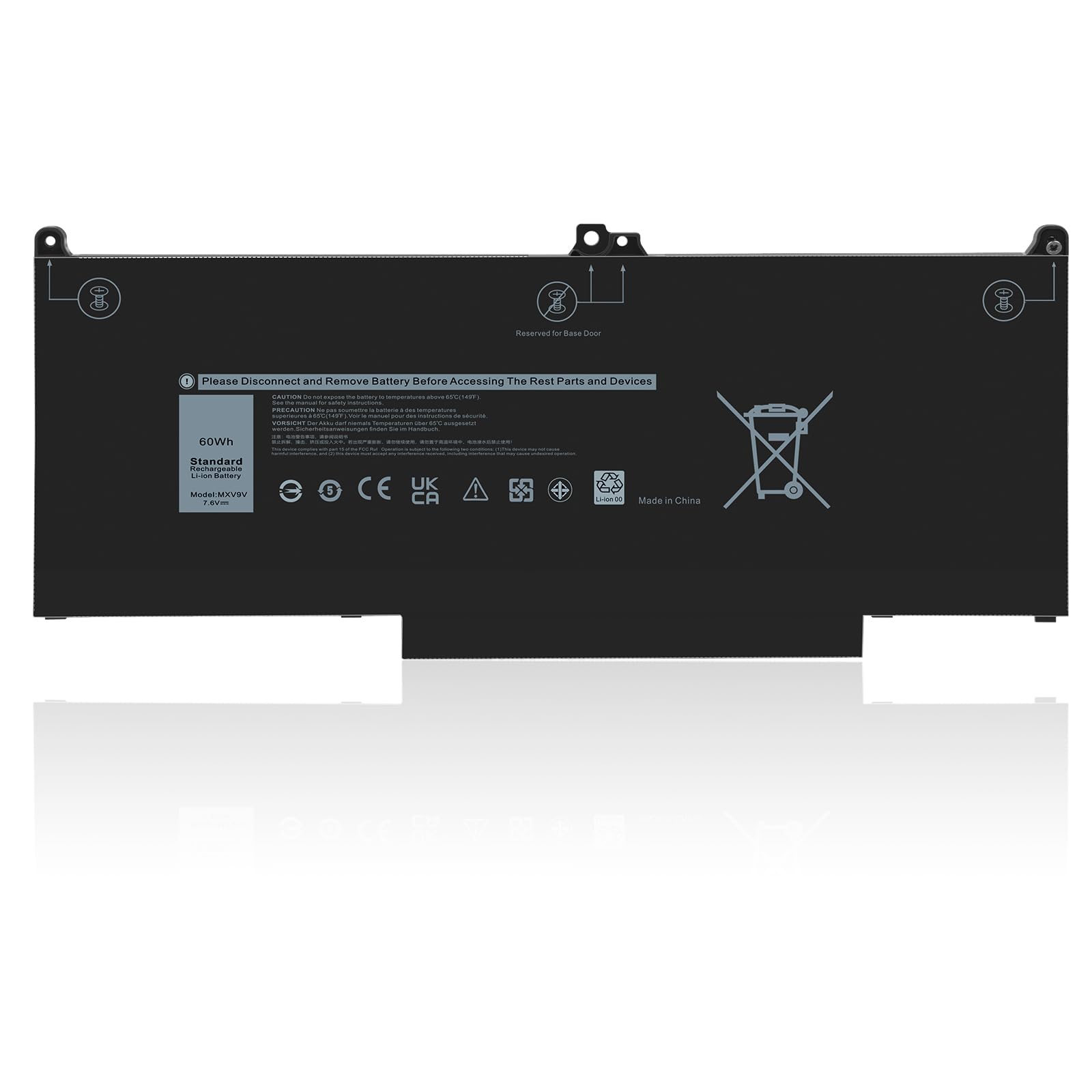 Asuncell Batteria Laptop 60Wh 7.6V MXV9V per Dell Latitude