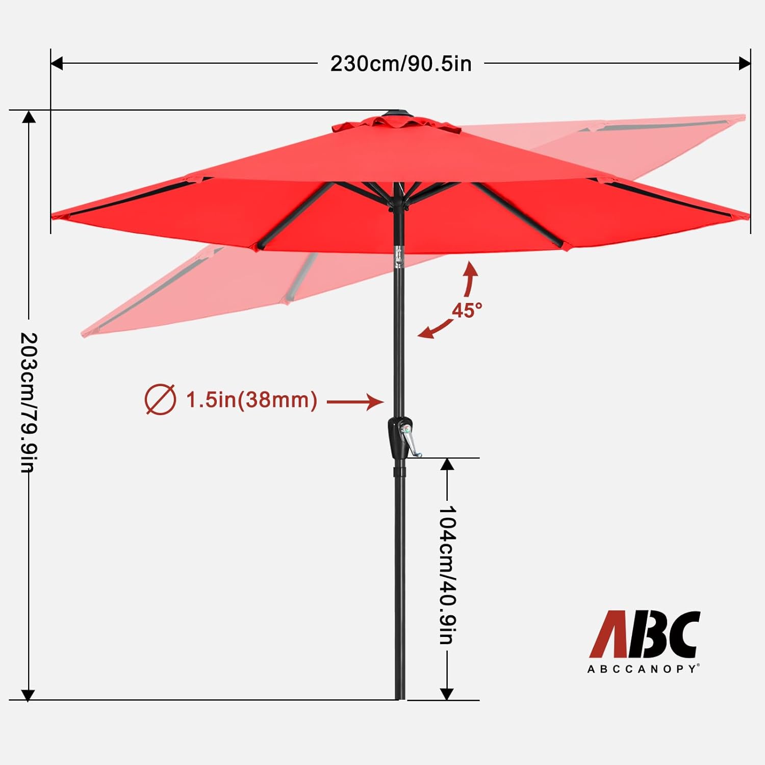 ABCCANOPY Ombrelloni da giardino resistenti, 21 cm, colore rosso - immagine 2