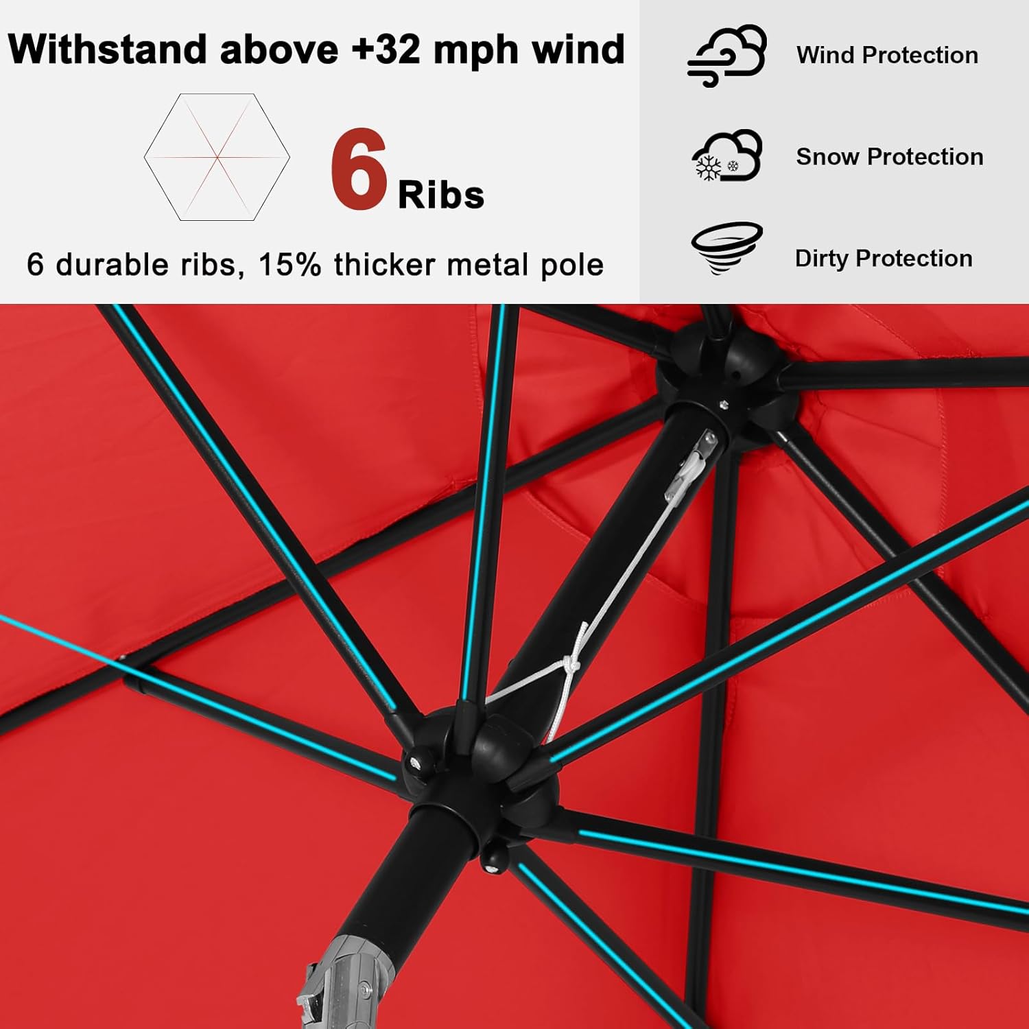 ABCCANOPY Ombrelloni da giardino resistenti, 21 cm, colore rosso - immagine 5