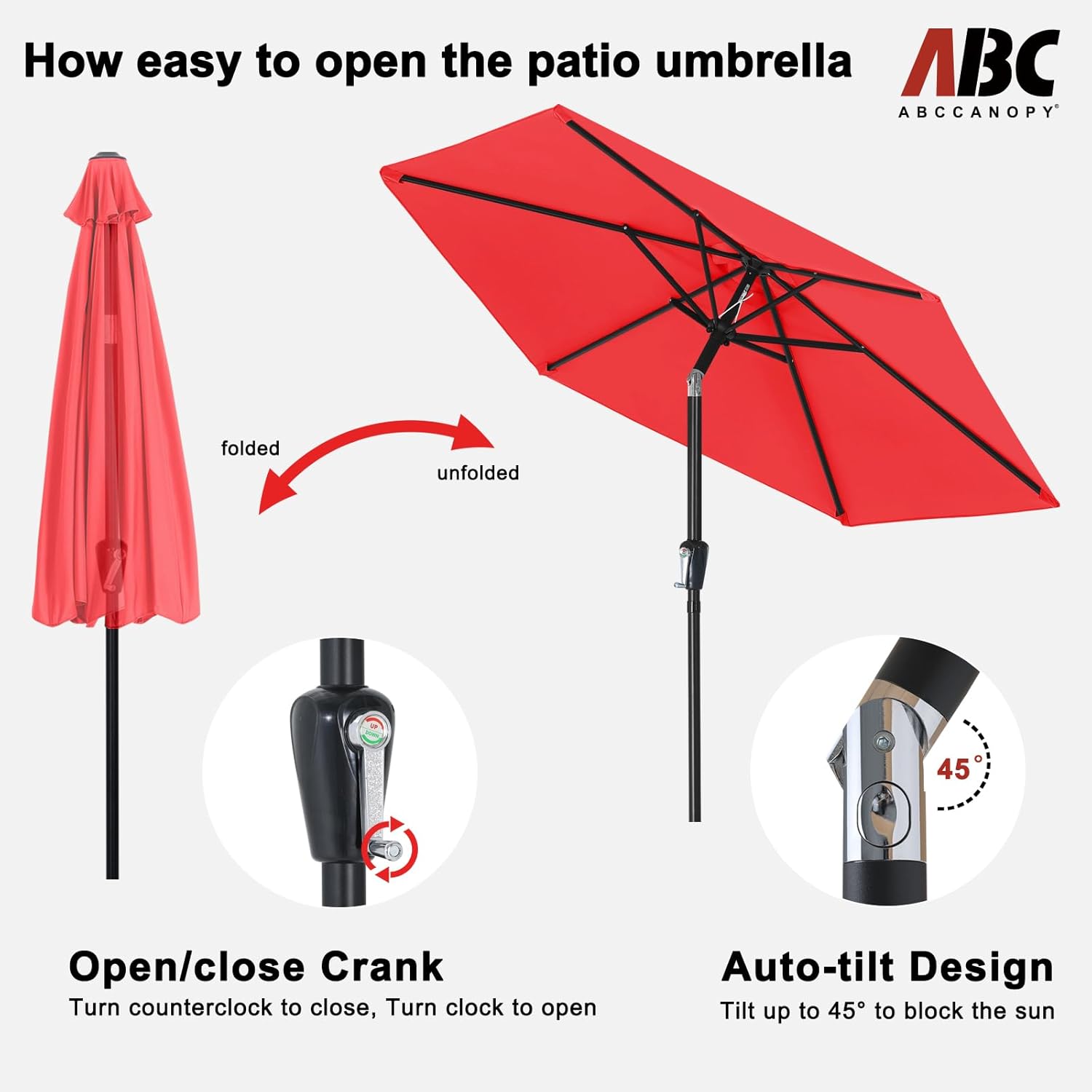 ABCCANOPY Ombrelloni da giardino resistenti, 21 cm, colore rosso - immagine 7