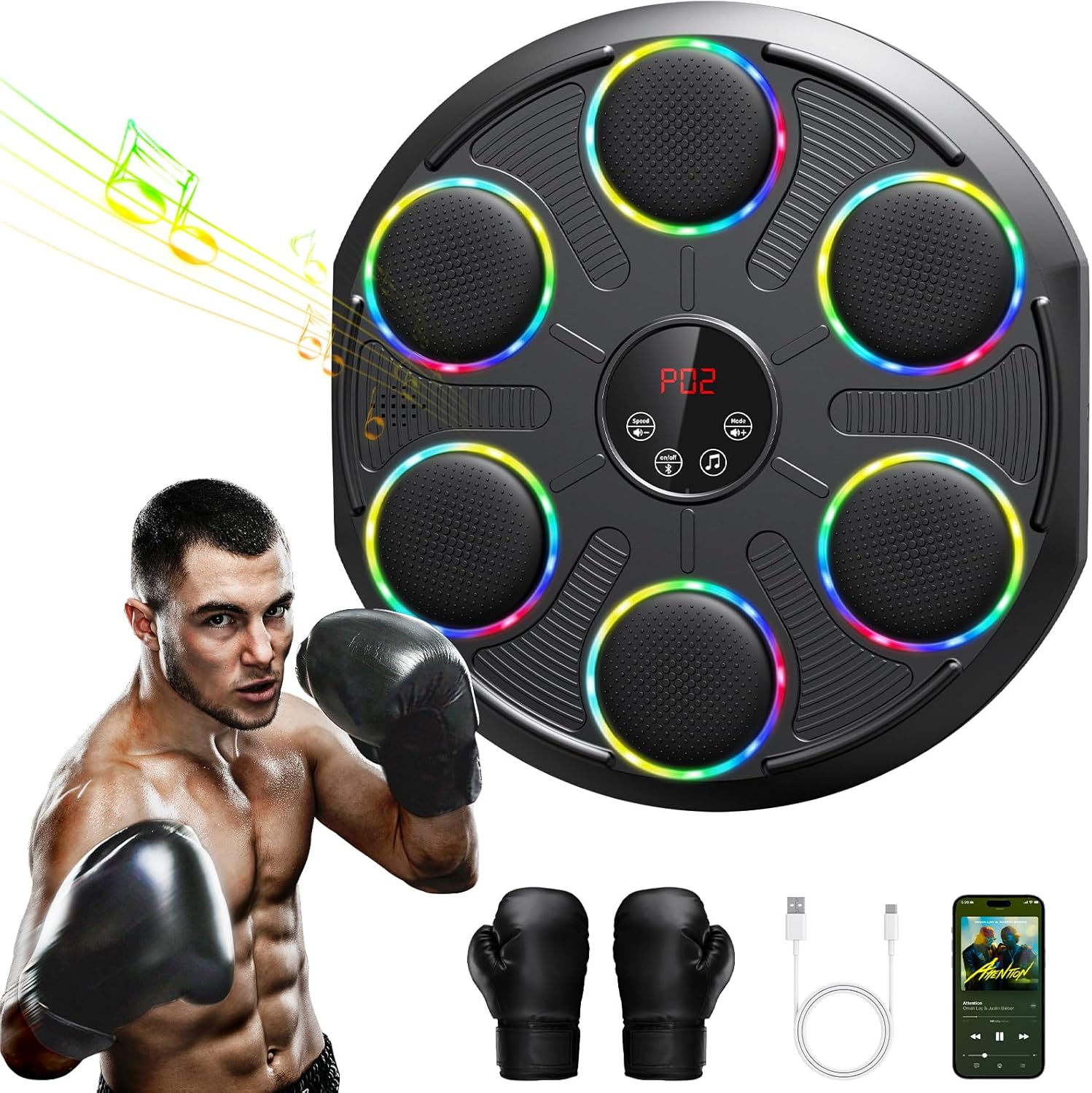 Infaebo Macchina da Boxe Musicale Extra Large, Nero - immagine 1