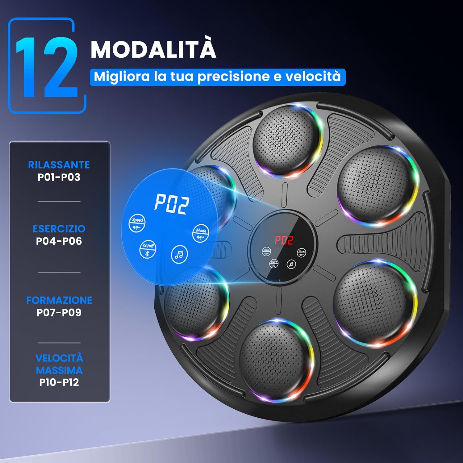 Infaebo Macchina da Boxe Musicale Extra Large, Nero - immagine 3