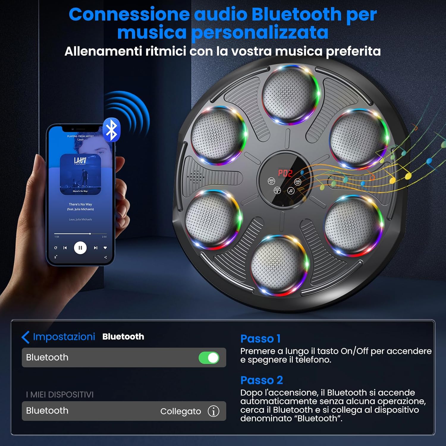 Infaebo Macchina da Boxe Musicale Extra Large, Nero - immagine 4