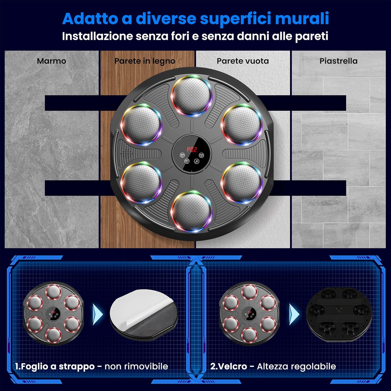 Infaebo Macchina da Boxe Musicale Extra Large, Nero - immagine 5