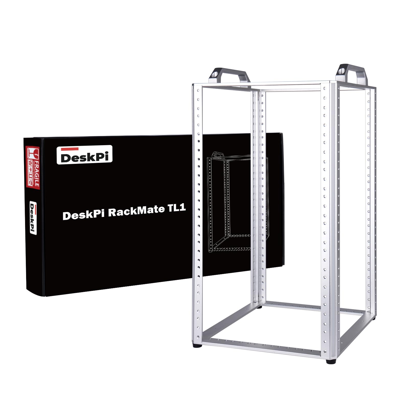 GeeekPi DeskPi RackMate TL1 - Rack di rete a telaio aperto, 10 pollici, in lega di alluminio, per reti IT da 10", dispositivi audio e video